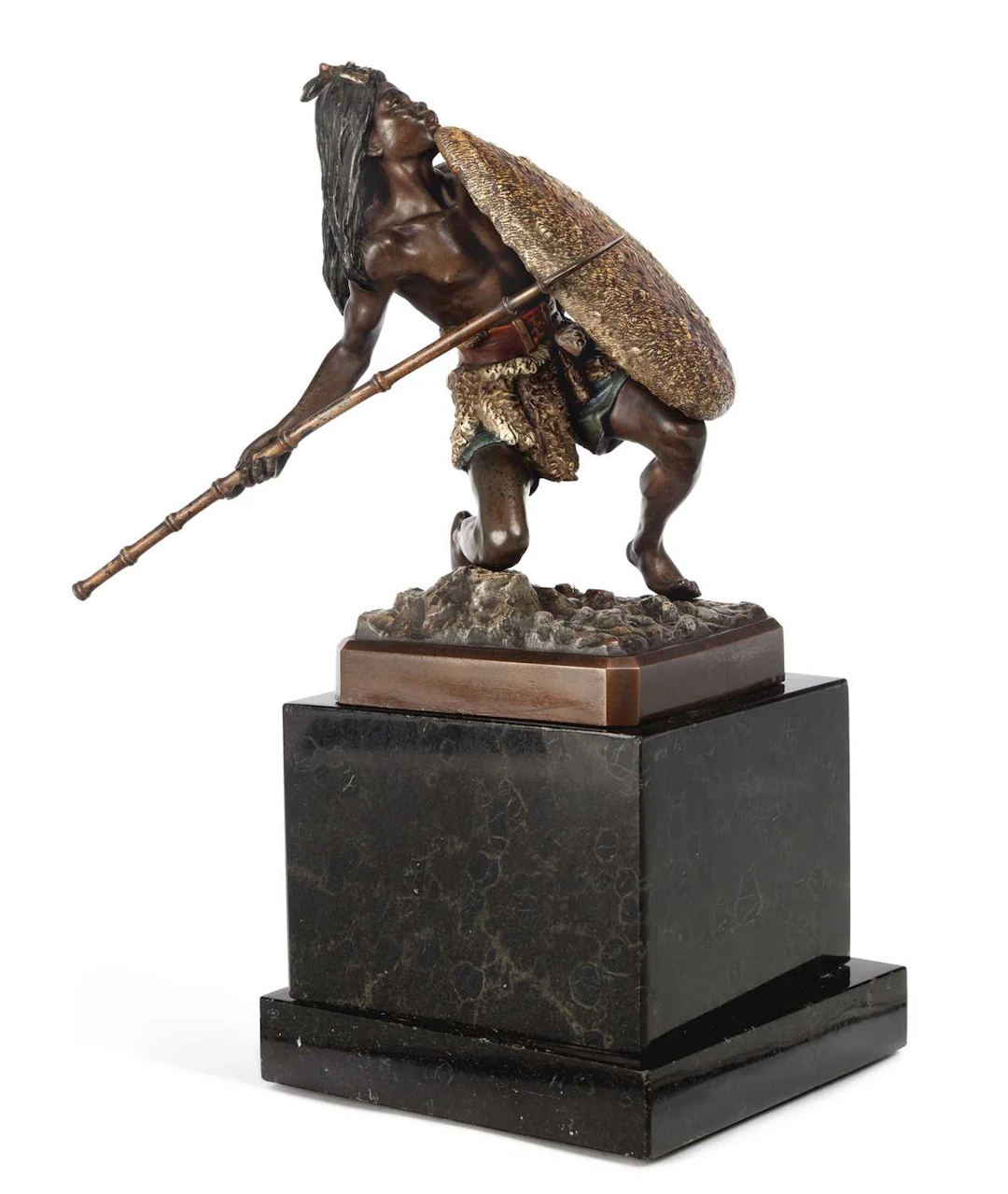 FRANZ BERGMAN (AUSTRIAN 1861 -1936), A COLD PAINTED BRONZE OF A WARRIOR