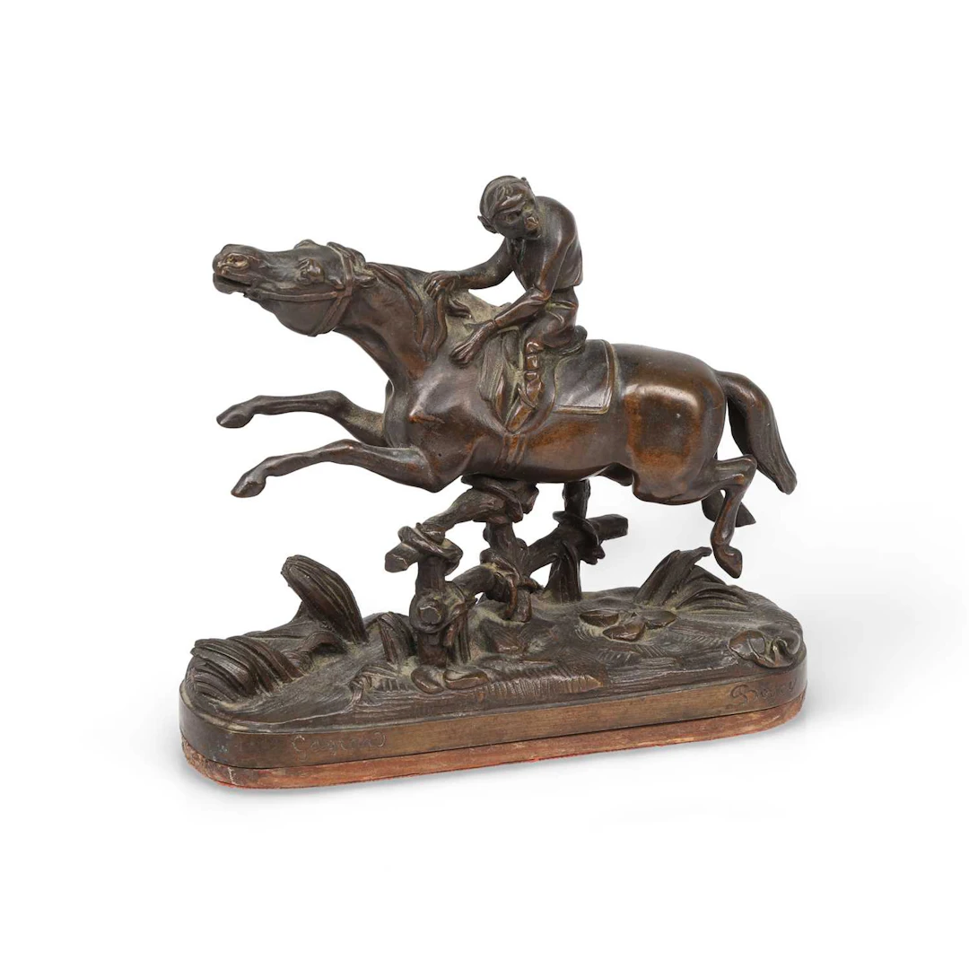 AFTER PAUL JOSEPH RAYMOND GAYRARD (FRENCH 1807-1855) MONKEY RIDING A HORSE