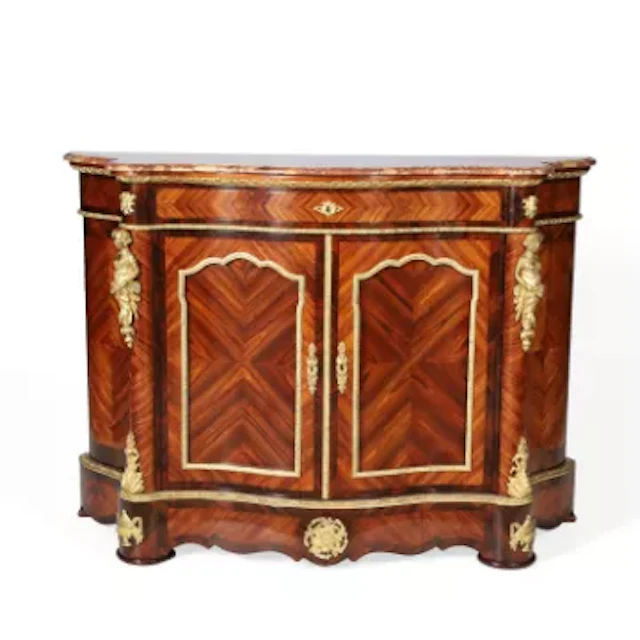 A LOUIS XV STYLE KINGWOOD AND GILT BRONZE MOUNTED SIDE CABINET