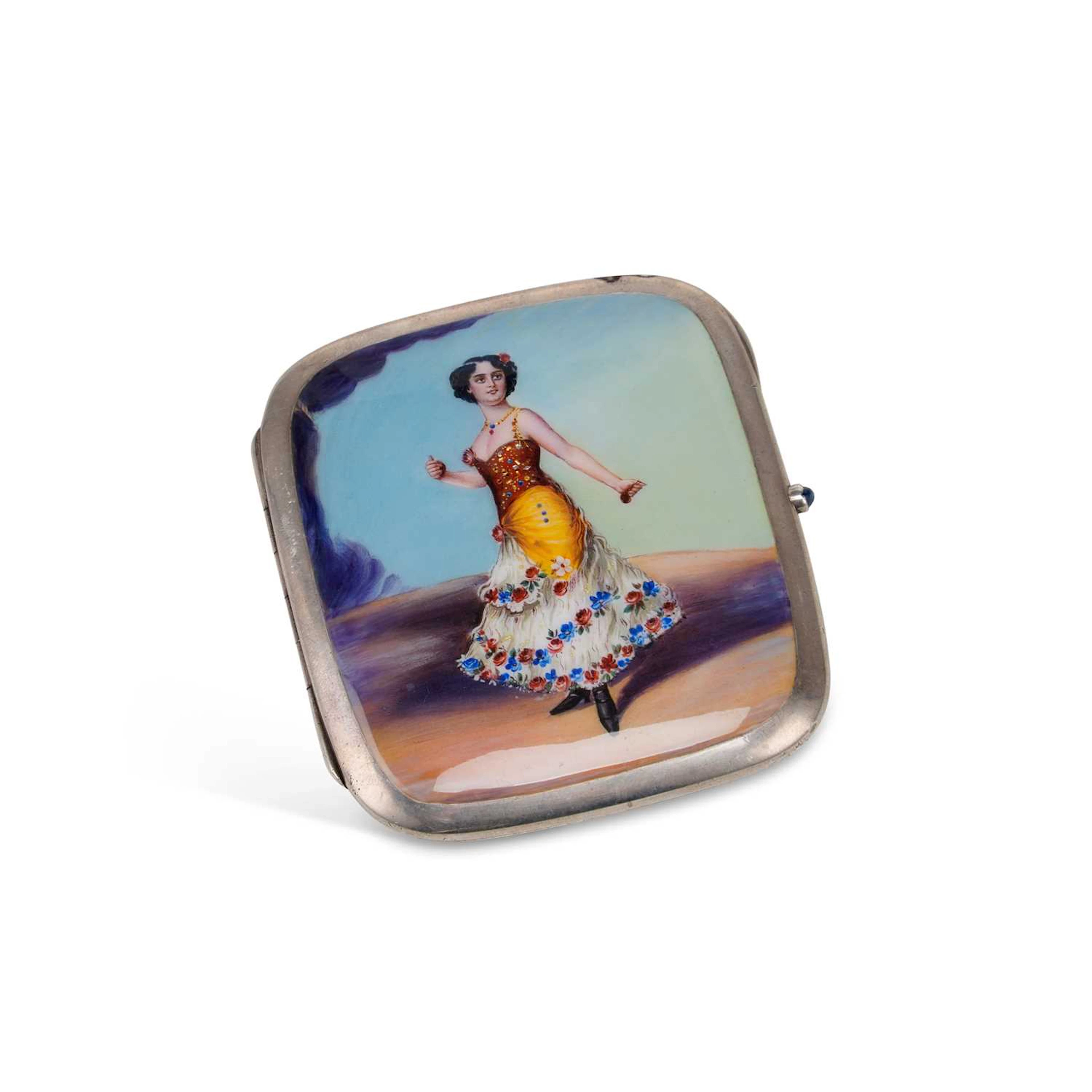 A CONTINENTAL SILVER AND ENAMEL CIGARETTE CASE