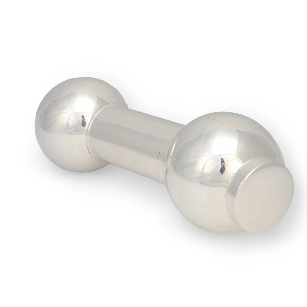 A SILVER-PLATED NOVELTY 'DUMBBELL' COCKTAIL SHAKER