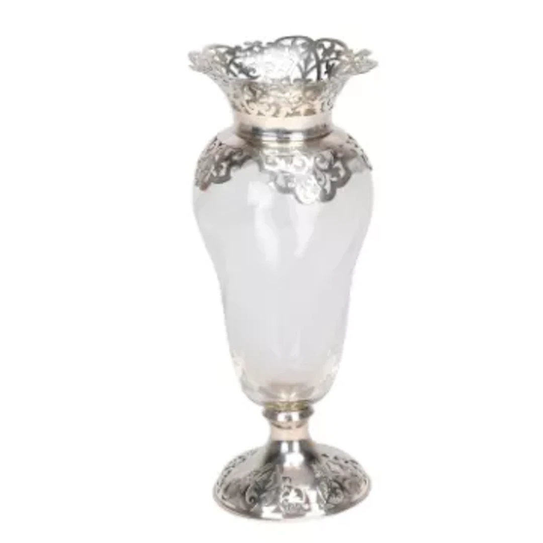 A VICTORIAN SILVER-MOUNTED GLASS VASE