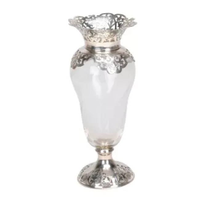 A VICTORIAN SILVER-MOUNTED GLASS VASE