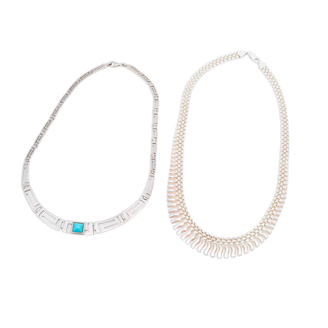 THREE SILVER NECKLACES