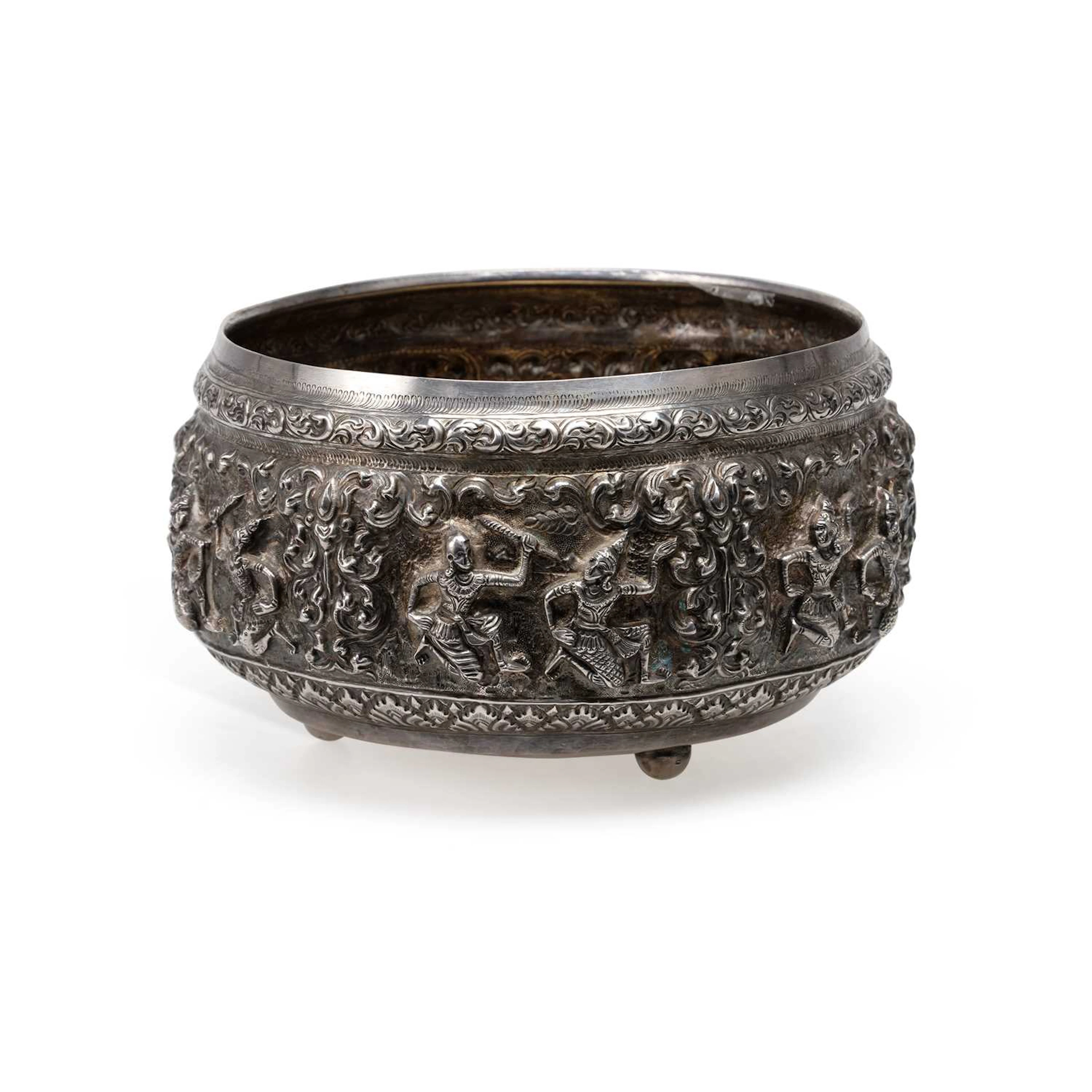 A BURMESE SILVER OFFERING BOWL