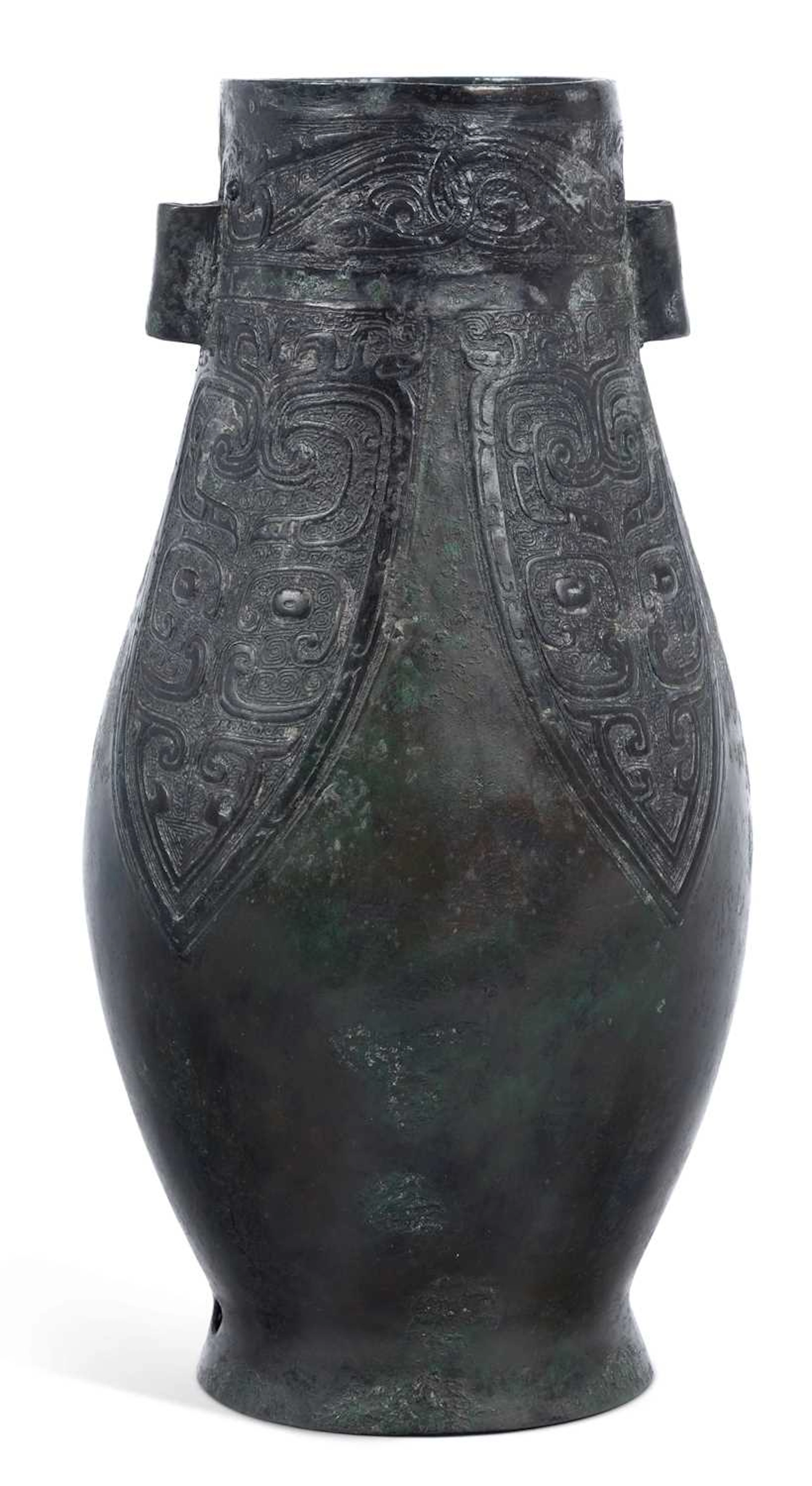 AN ARCHAISTIC CHINESE BRONZE HU VASE