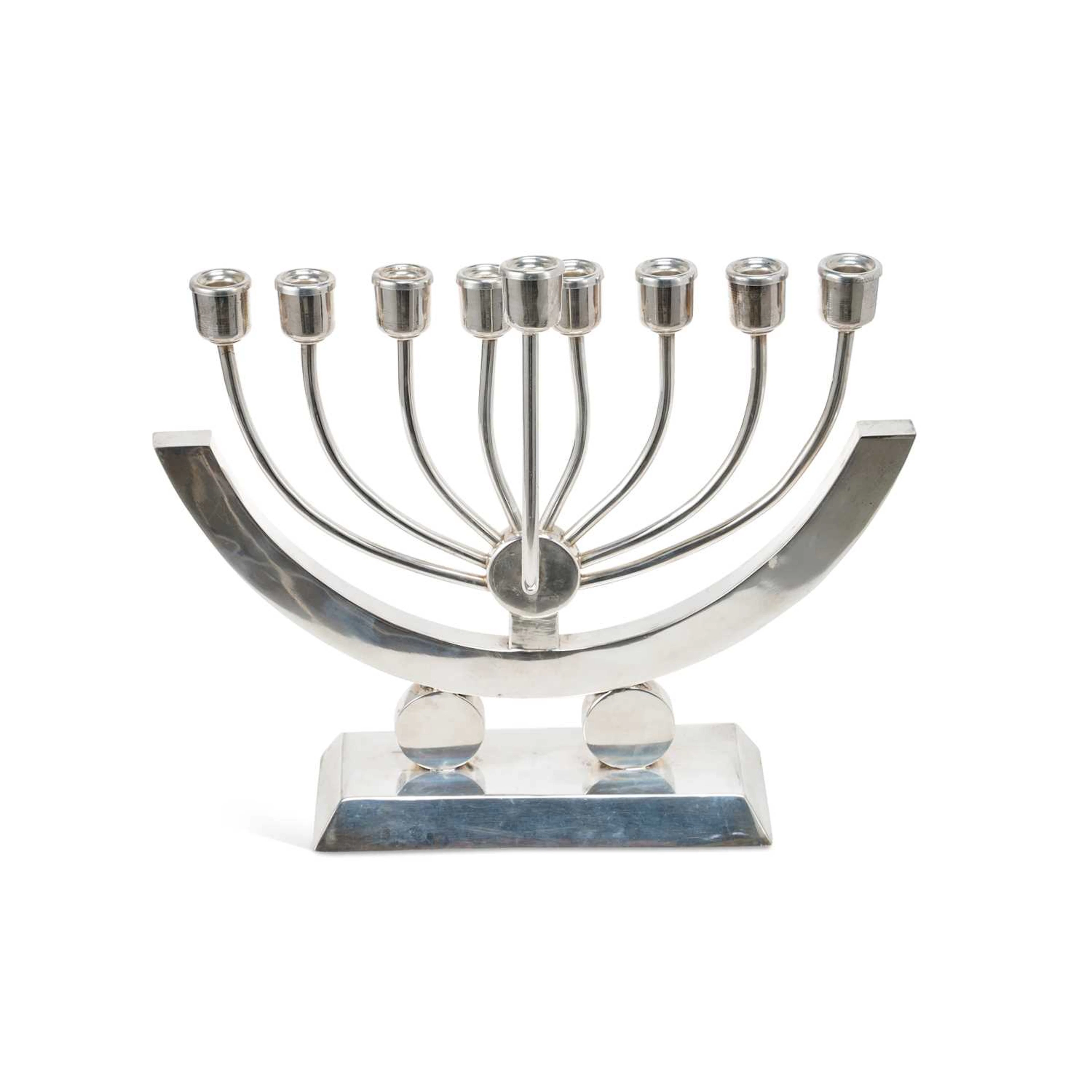 JUDAICA: A POLISH ART DECO SILVER MENORAH