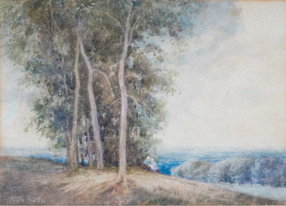 WILLIAM TATTON WINTER RBA (1855-1928) LANDSCAPE WITH FIGURES UNDER TREES