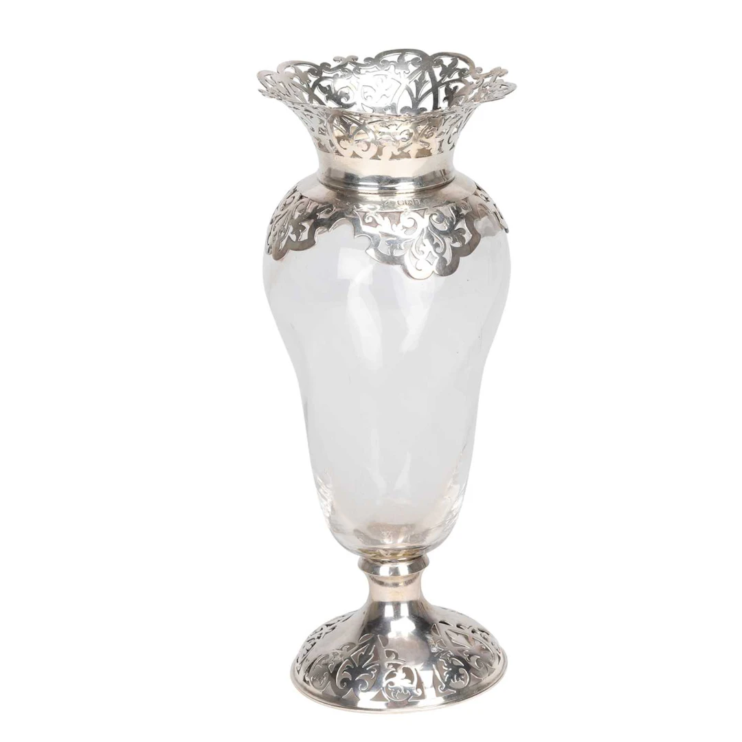 A VICTORIAN SILVER-MOUNTED GLASS VASE
