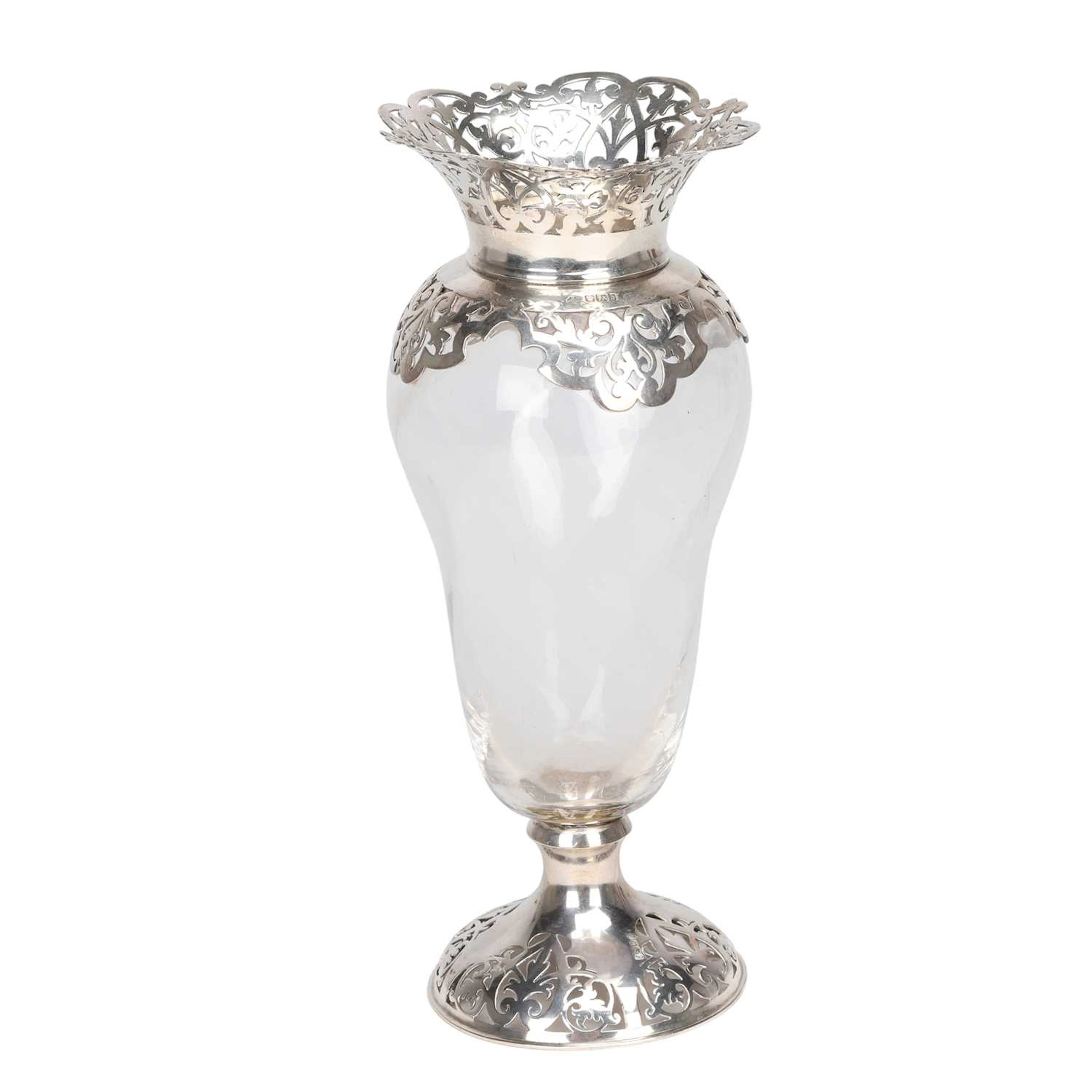 A VICTORIAN SILVER-MOUNTED GLASS VASE
