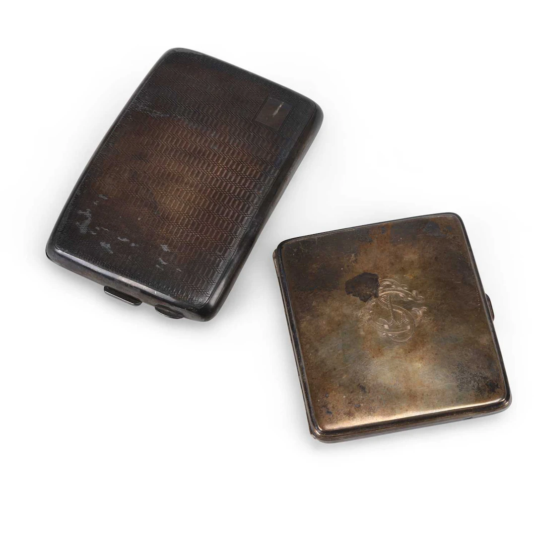 TWO SILVER CIGARETTE CASES