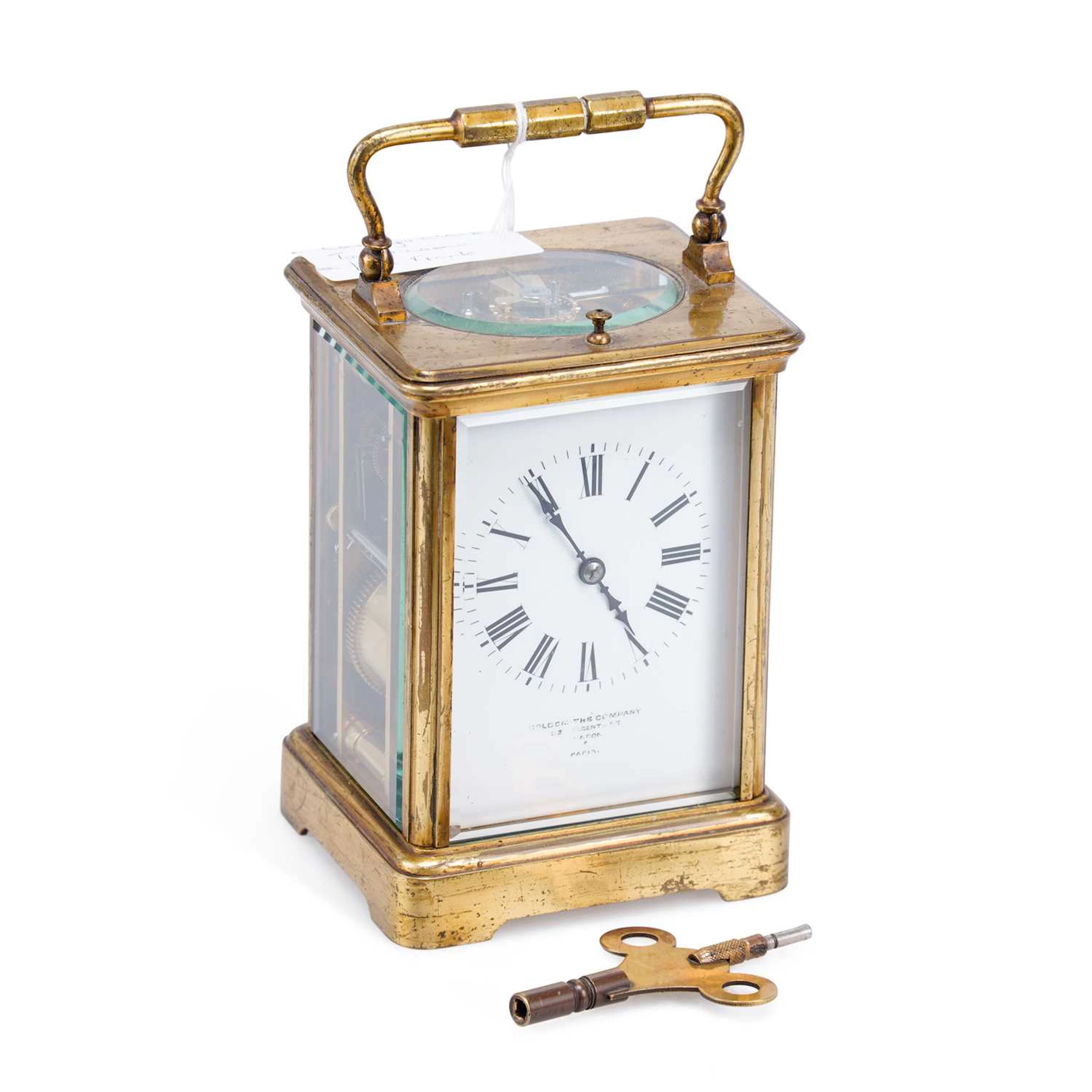 A FRENCH BRASS STRIKING CARRIAGE CLOCK