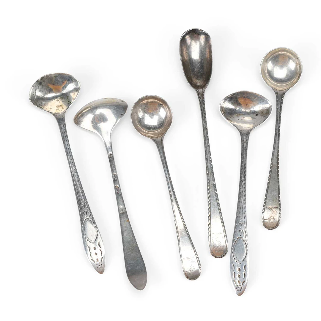 A SET OF SIX IRISH SILVER CONDIMENT SPOONS