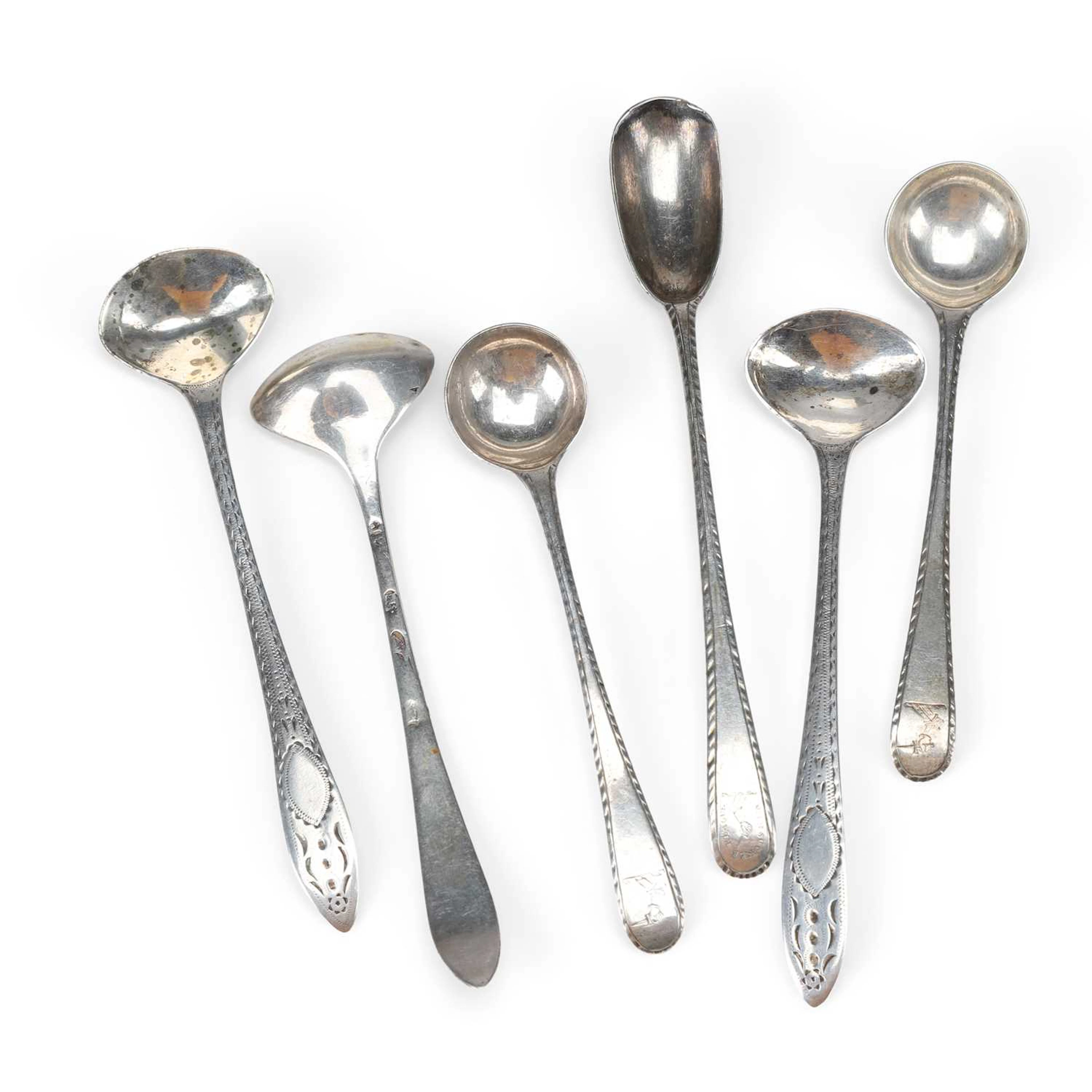 A SET OF SIX IRISH SILVER CONDIMENT SPOONS