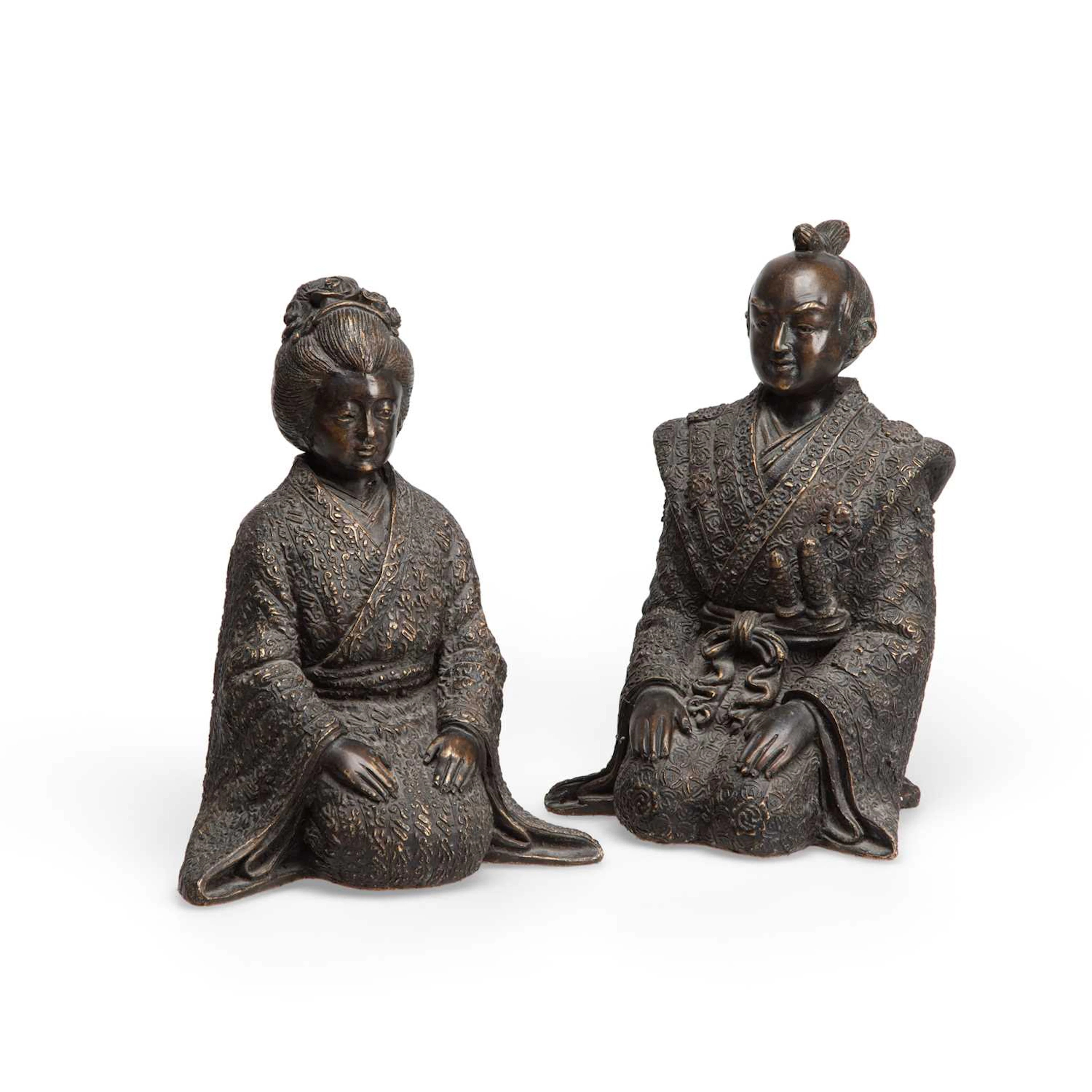 A PAIR OF JAPANESE BRONZE FIGURES