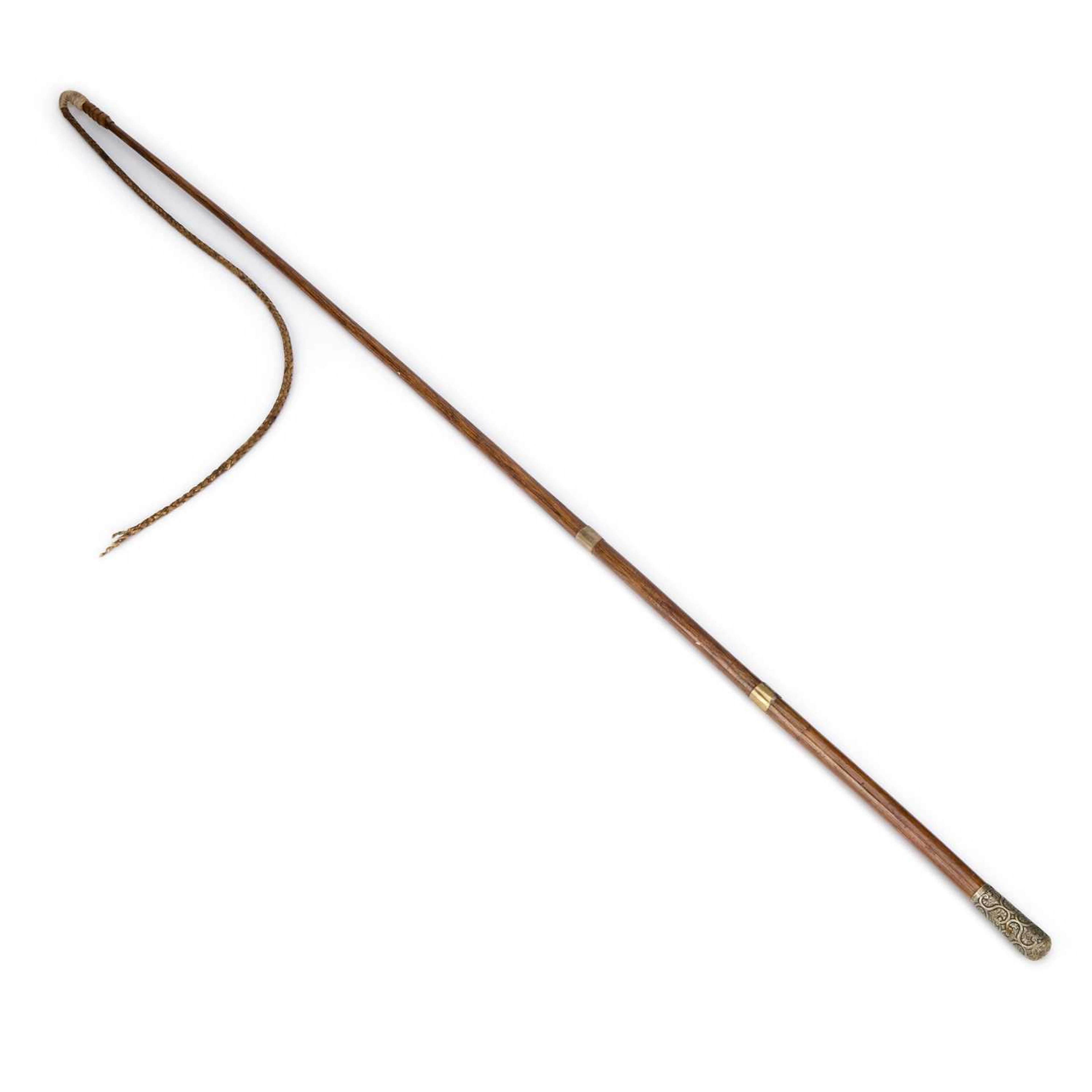 AN EDWARDIAN CANE RIDING WHIP