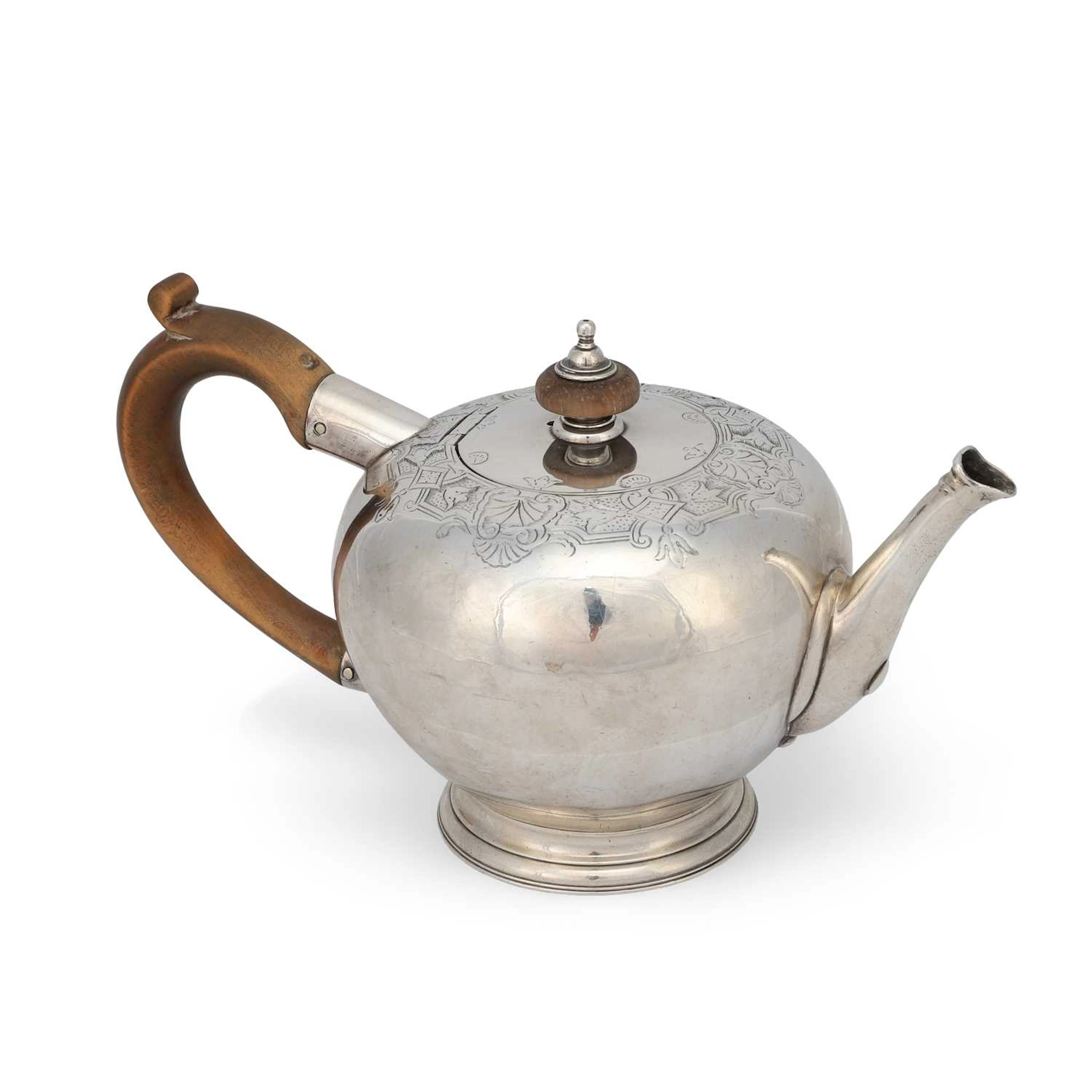 A GEORGE II SILVER BULLET-SHAPED TEAPOT
