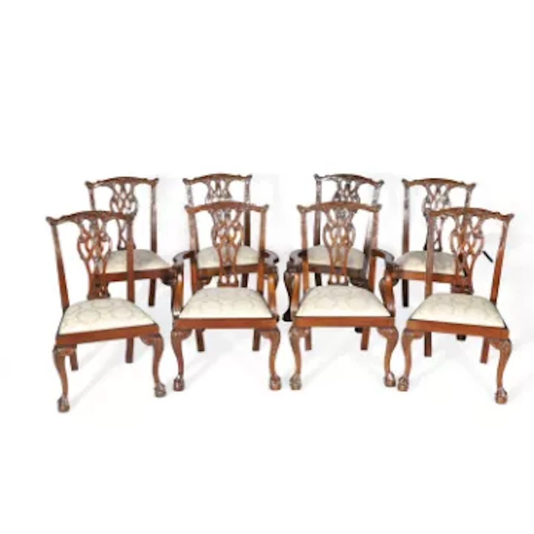 A SET OF EIGHT GEORGE III STYLE MAHOGANY DINING CHAIRS