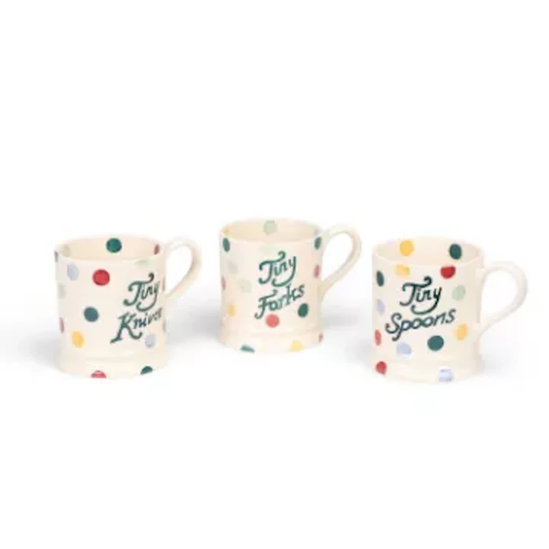 THREE EMMA BRIDGEWATER 'POLKA DOT' ONE PINT MUGS