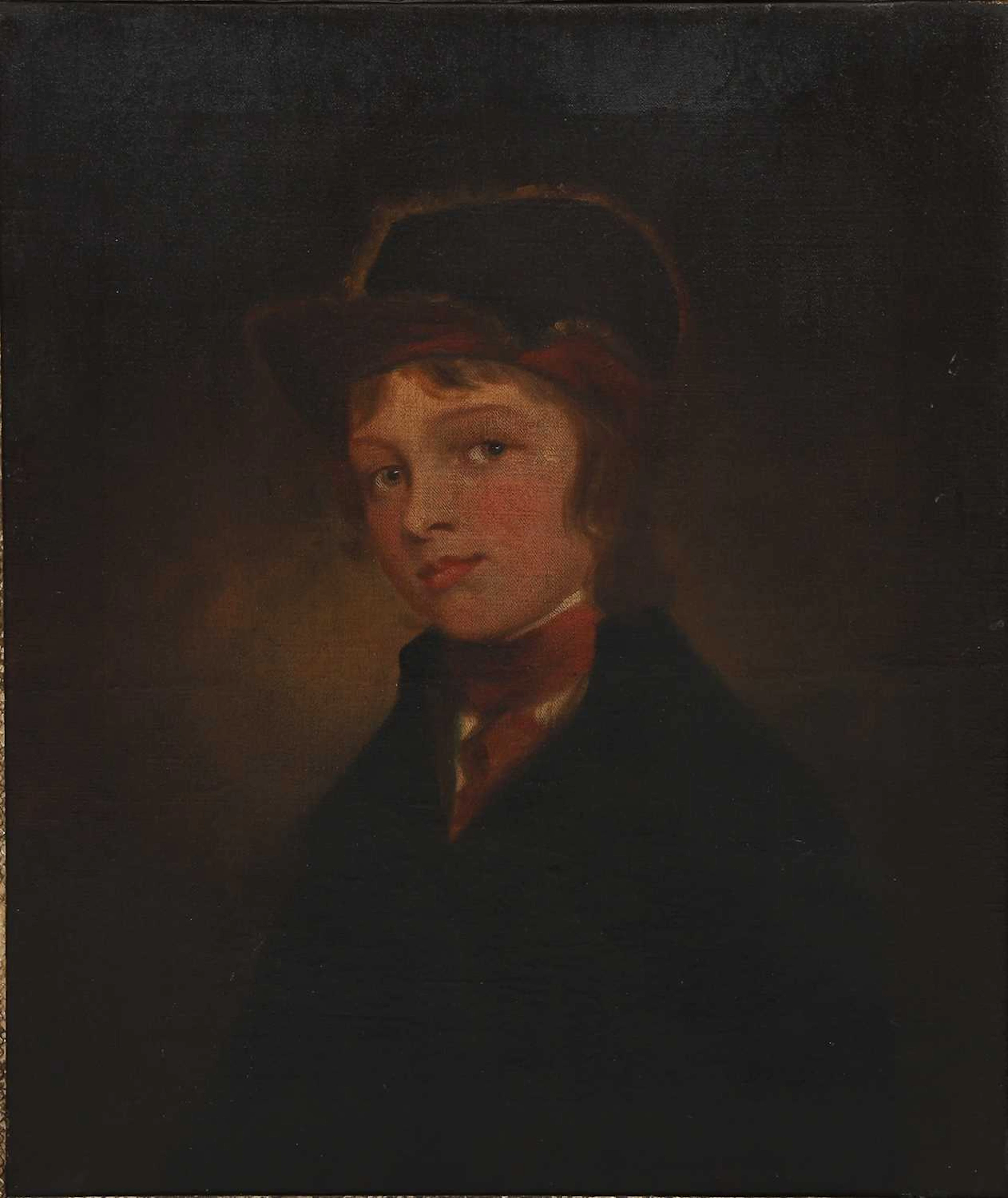 EARLY 19TH CENTURY ENGLISH SCHOOL PORTRAIT OF A BOY WEARING A CAP