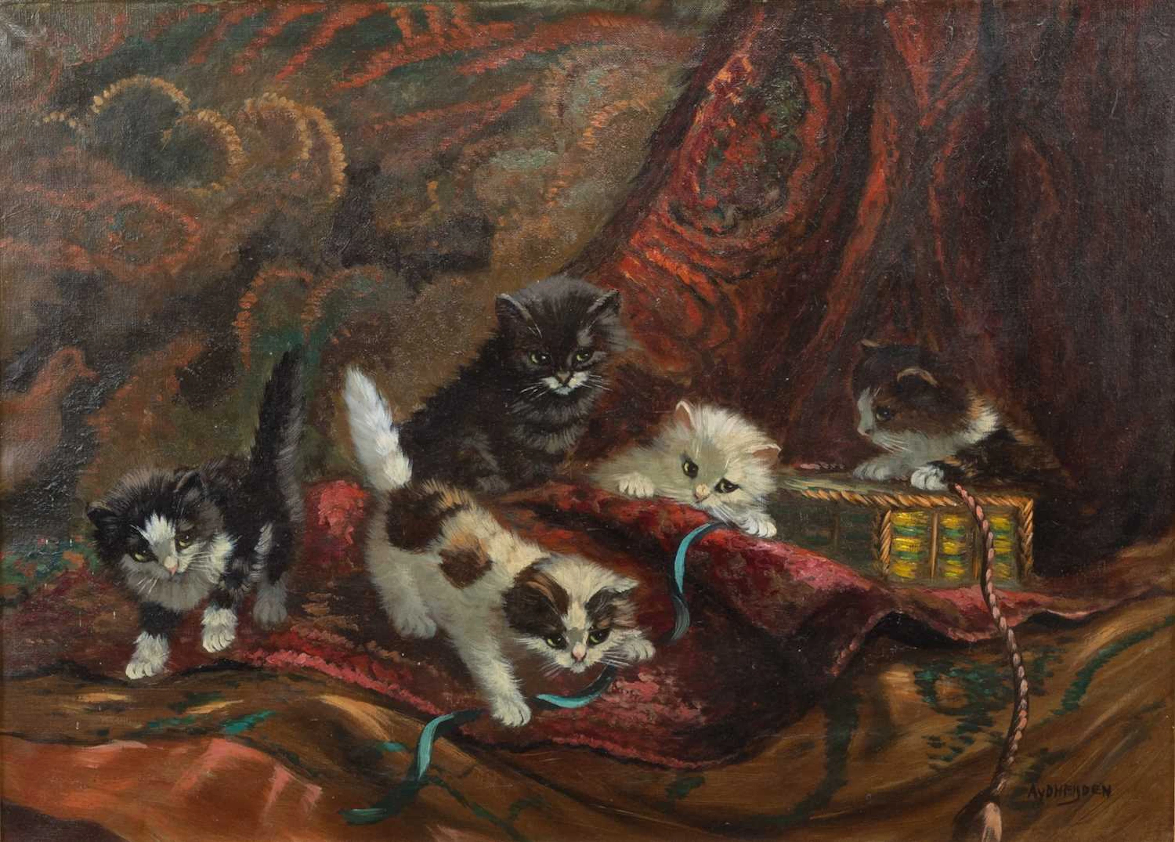 ‡ A VAN DER HEIJDEN (DUTCH CONTEMPORARY) KITTENS AT PLAY