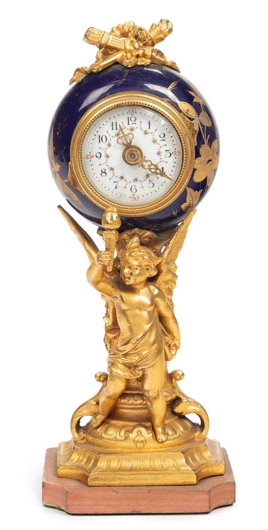 A FRENCH GILT-BRONZE AND ENAMEL CLOCK CIRCA 1870