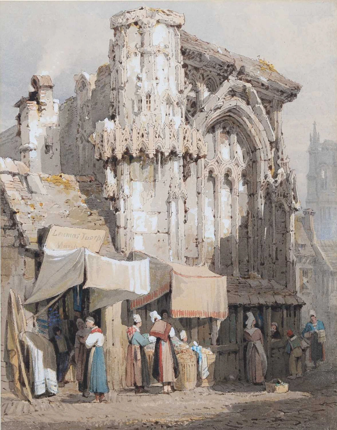SAMUEL PROUT (1783-1852) STREET IN LISIEUX, FRANCE