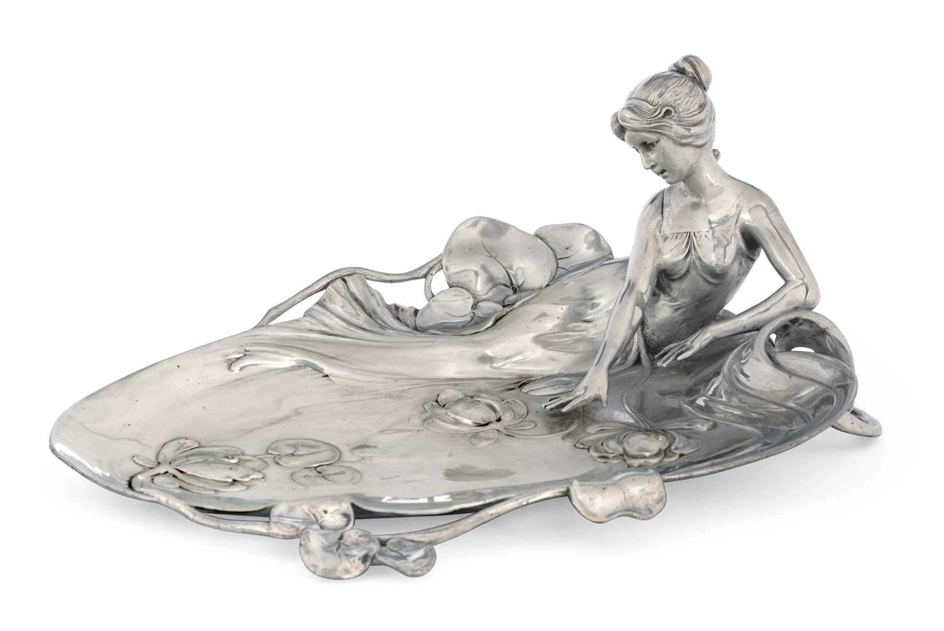 A WMF ART NOUVEAU PEWTER CARD TRAY CIRCA 1900