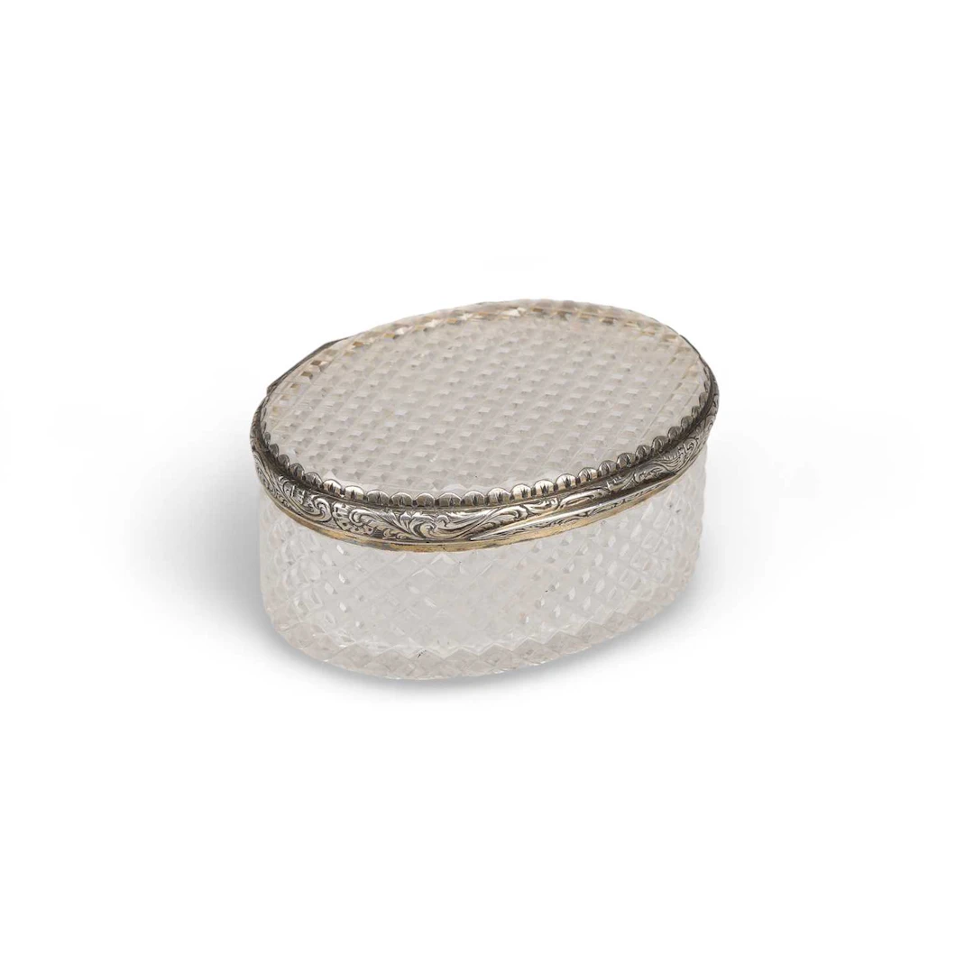 A FRENCH SILVER MOUNTED ROCK CRYSTAL BOX