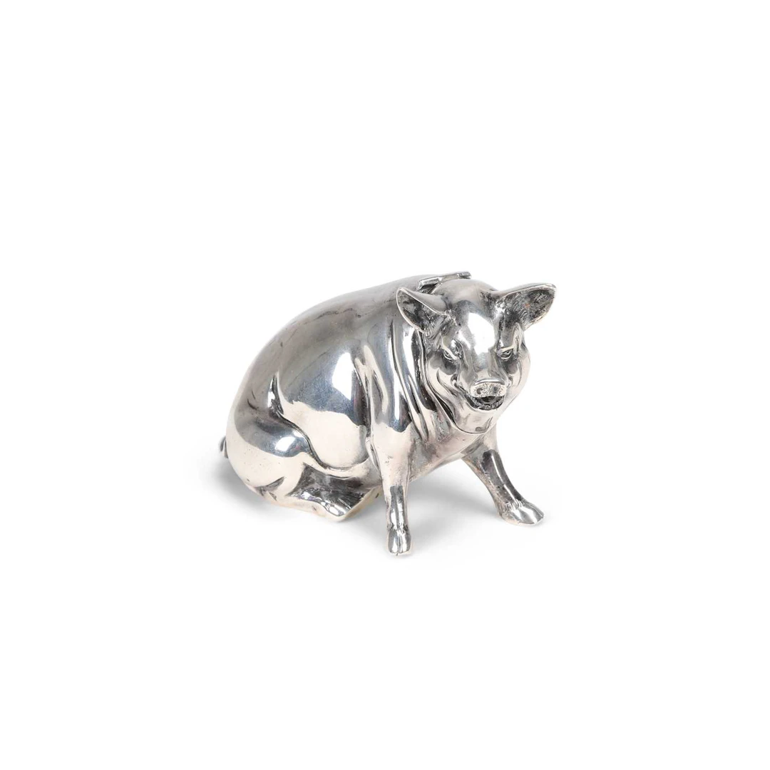 A GERMAN SILVER NOVELTY 'PIG' VESTA CASE