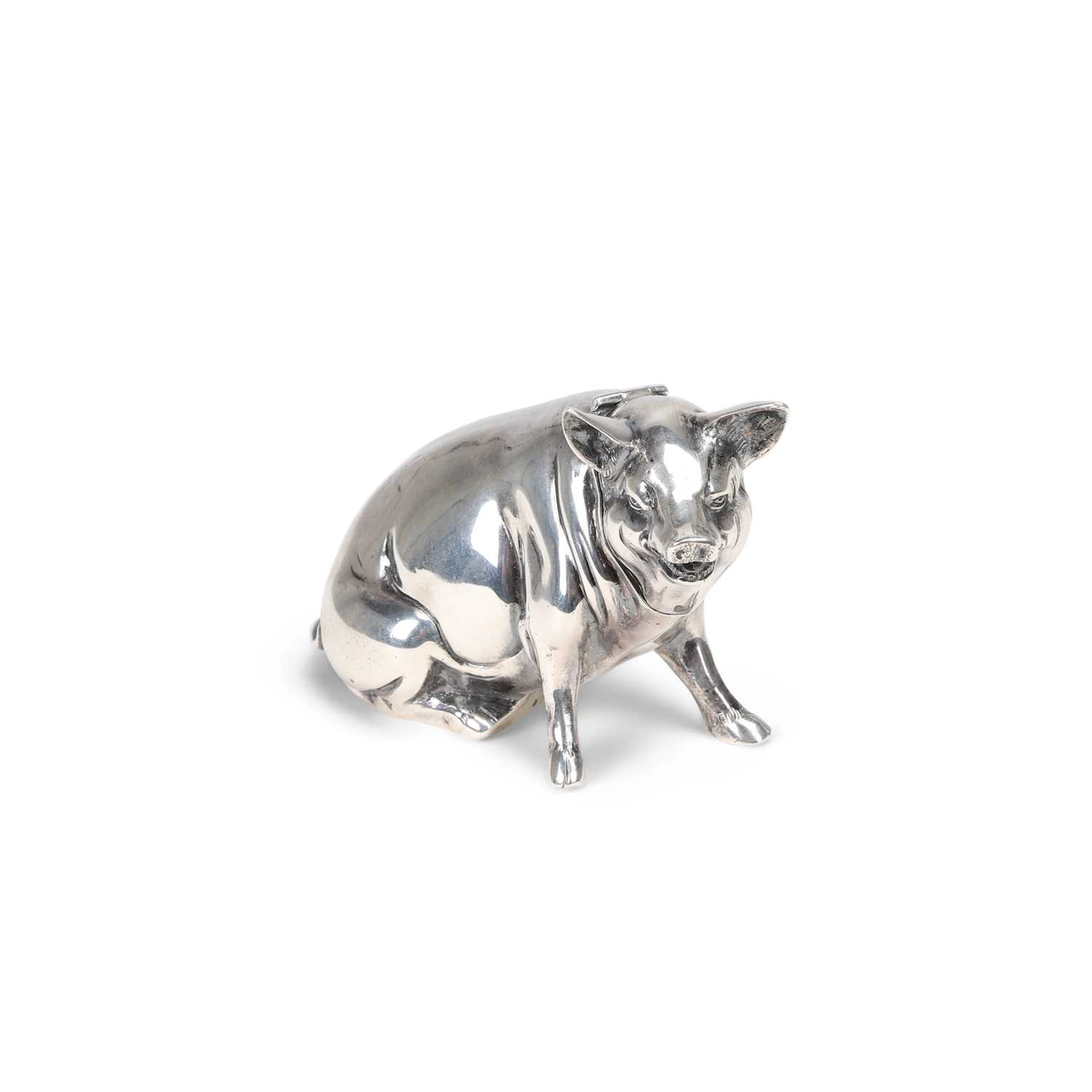 A GERMAN SILVER NOVELTY 'PIG' VESTA CASE