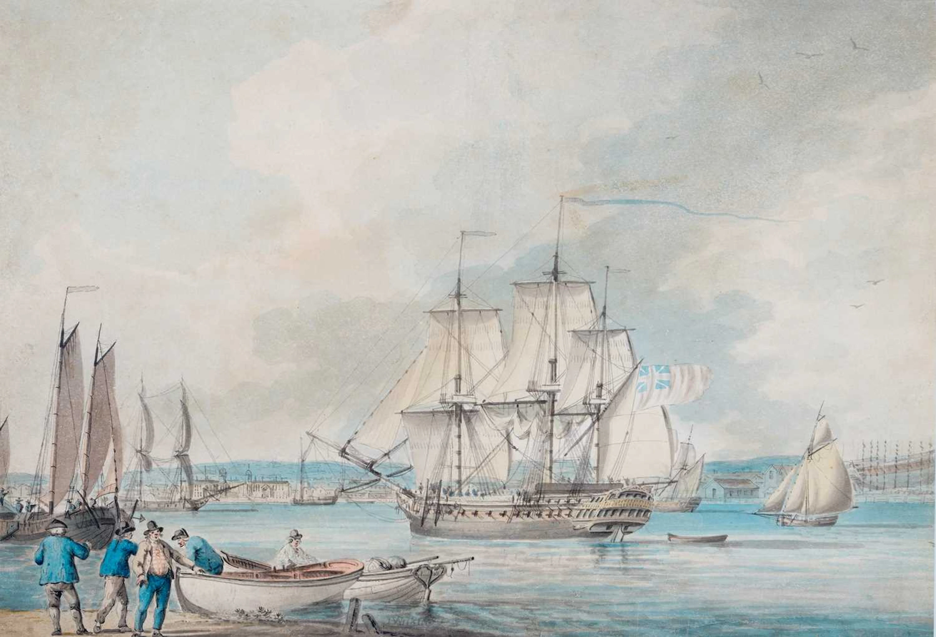 J WILKINS (EXHIBITED 1795-1800) VIEW FROM THE NORTH BANK OF THE THAMES