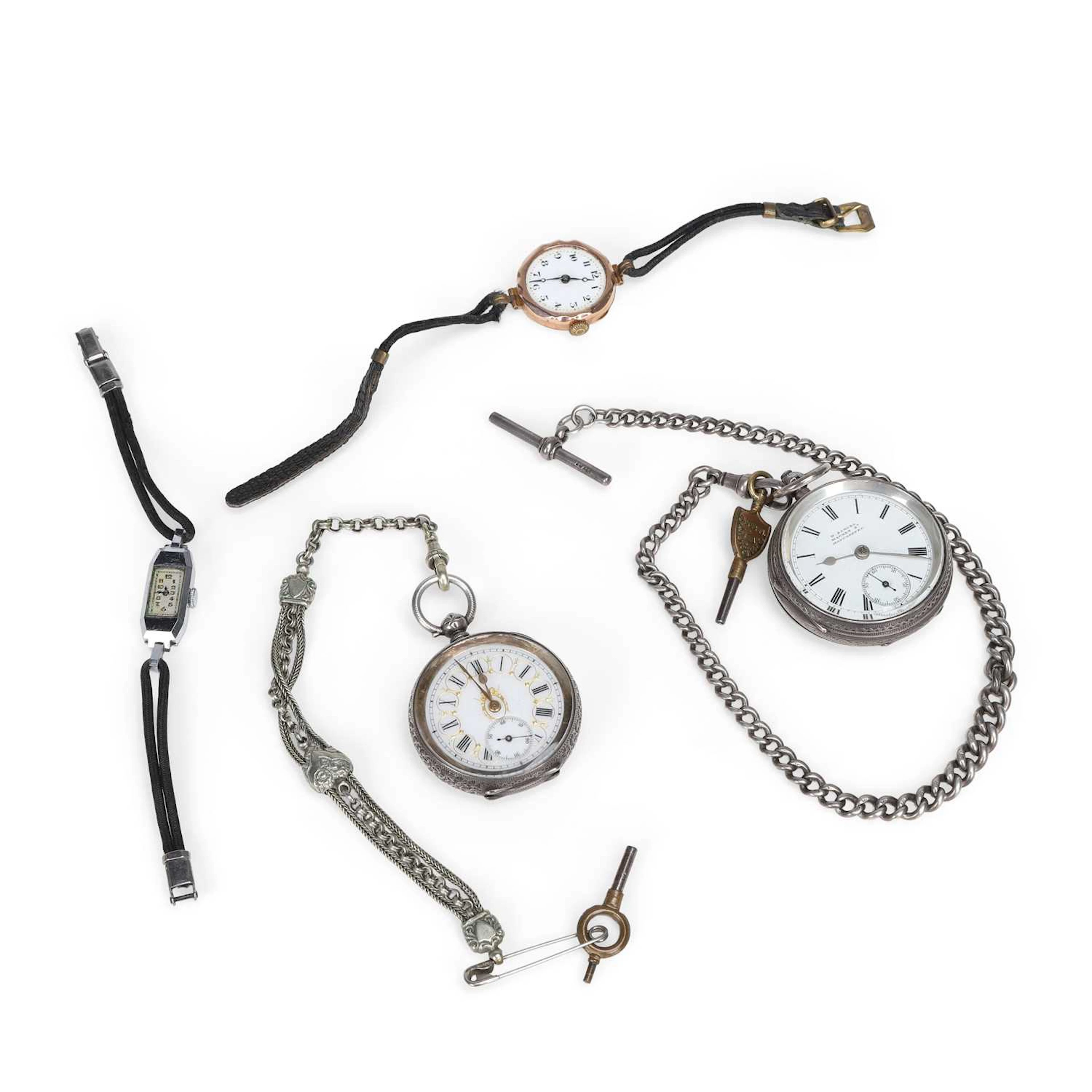 A GROUP OF WRISTWATCHES AND FOB WATCHES