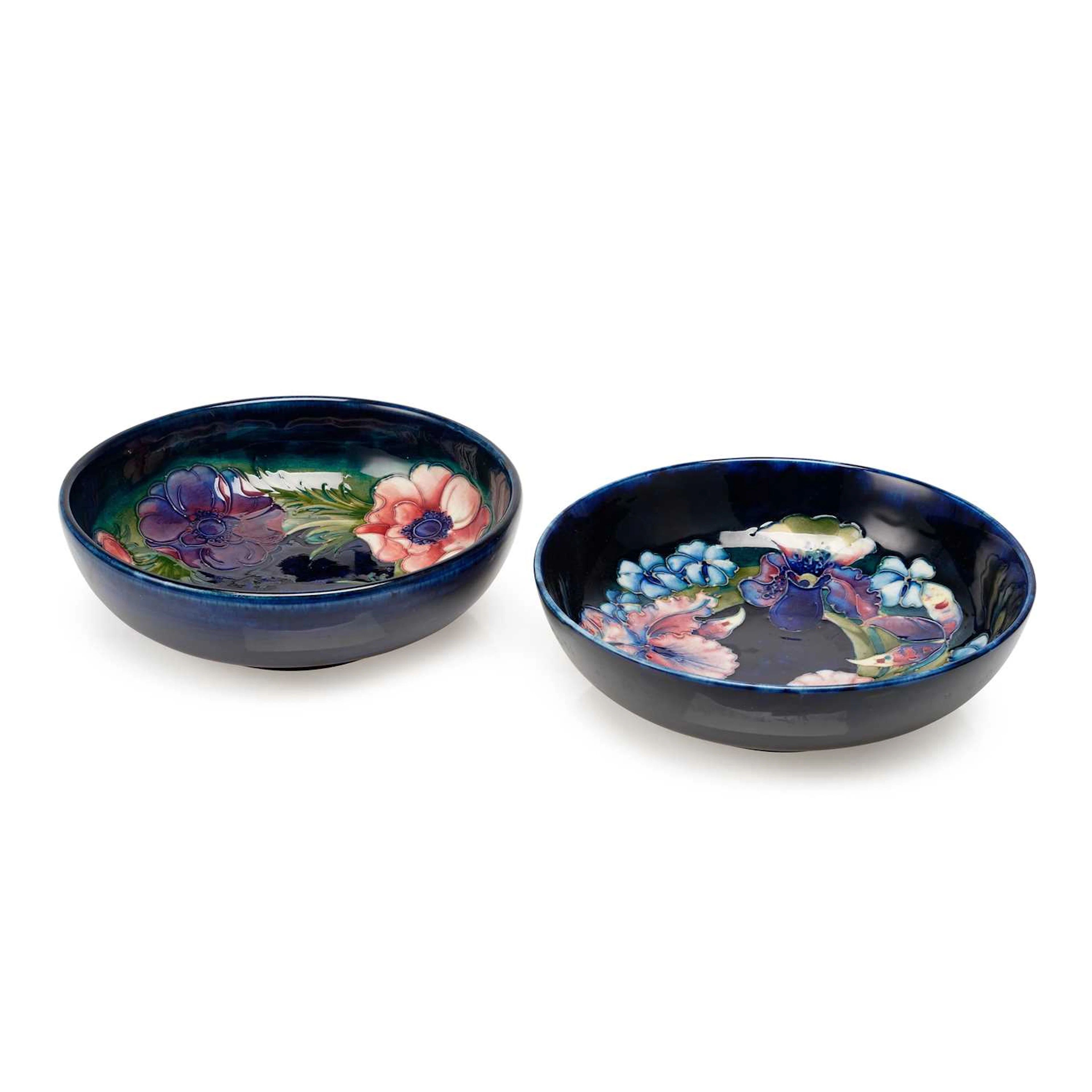 A MOORCROFT 'ORCHID' BOWL AND AN 'ANEMONE' BOWL