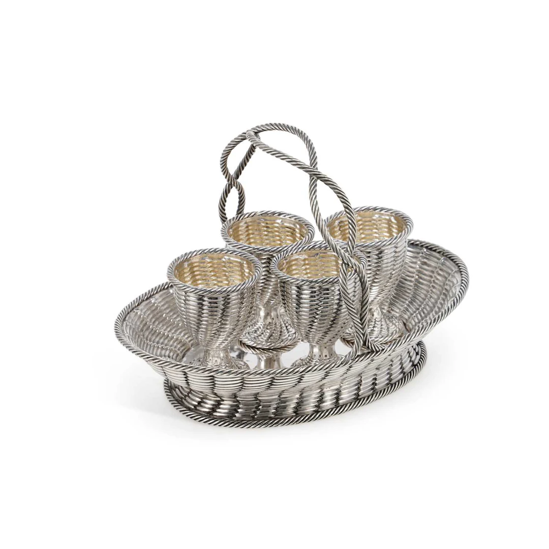 A VICTORIAN SILVER EGG CRUET