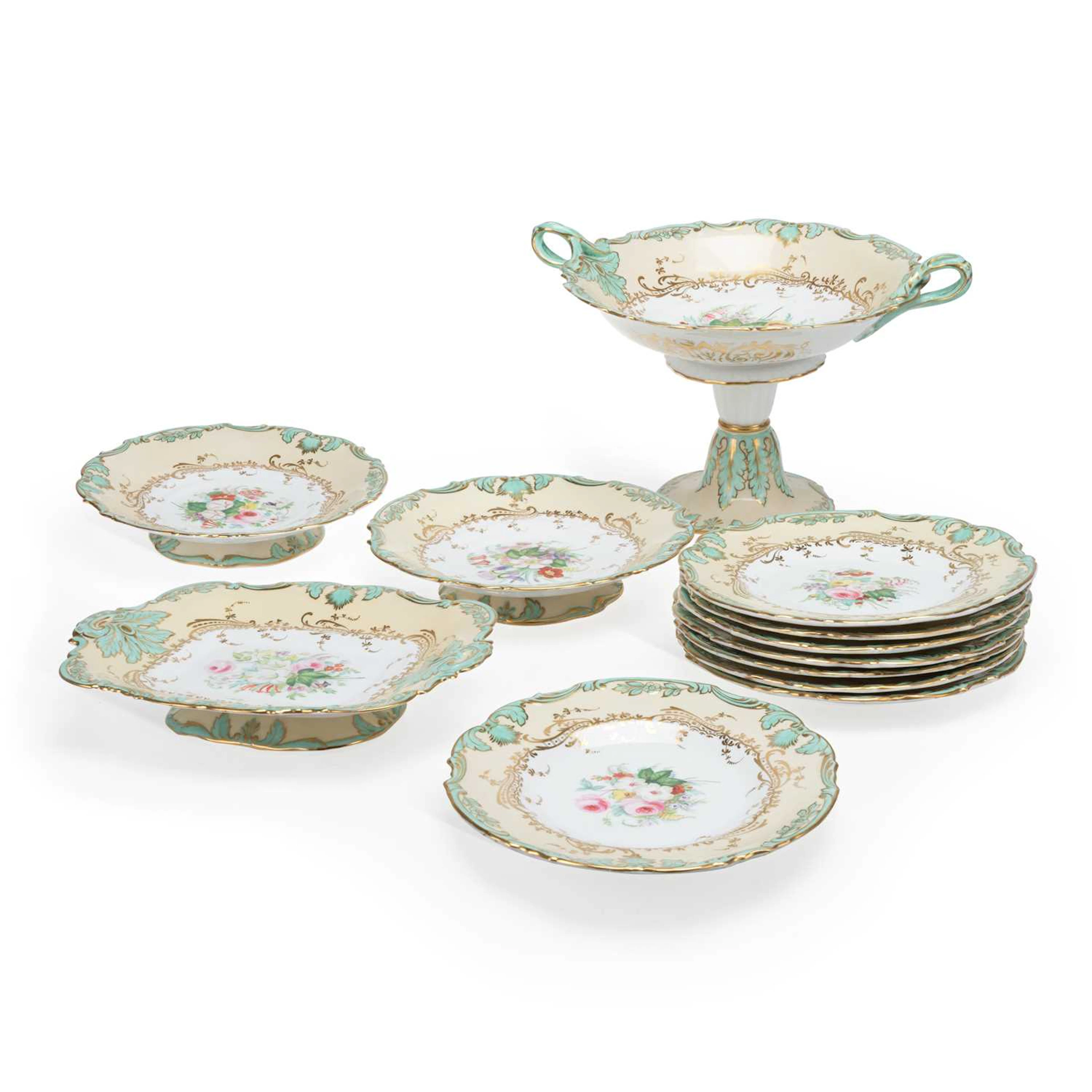 A VICTORIAN PORCELAIN PART DESSERT SERVICE
