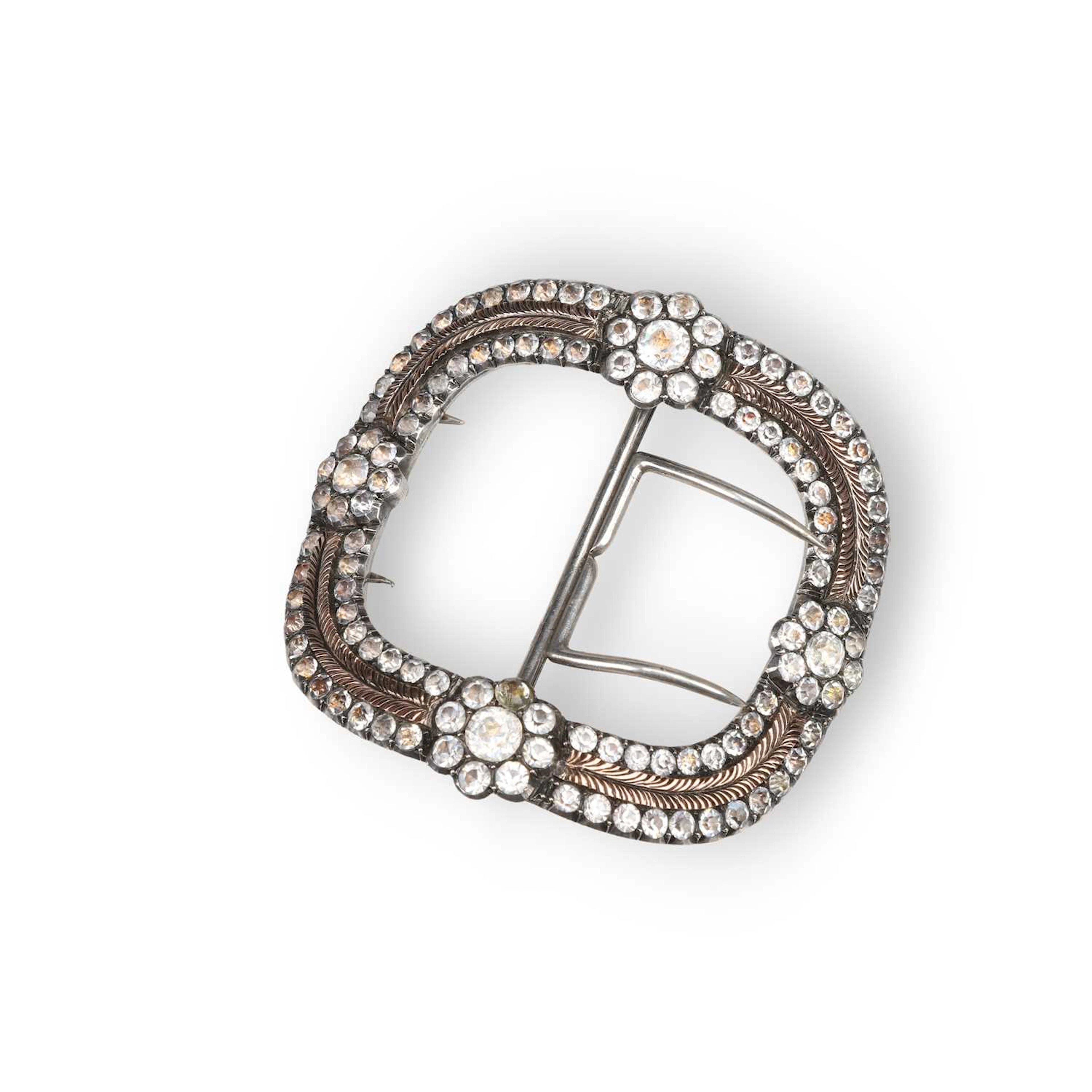 A FRENCH PASTE-SET SILVER SHOE BUCKLE