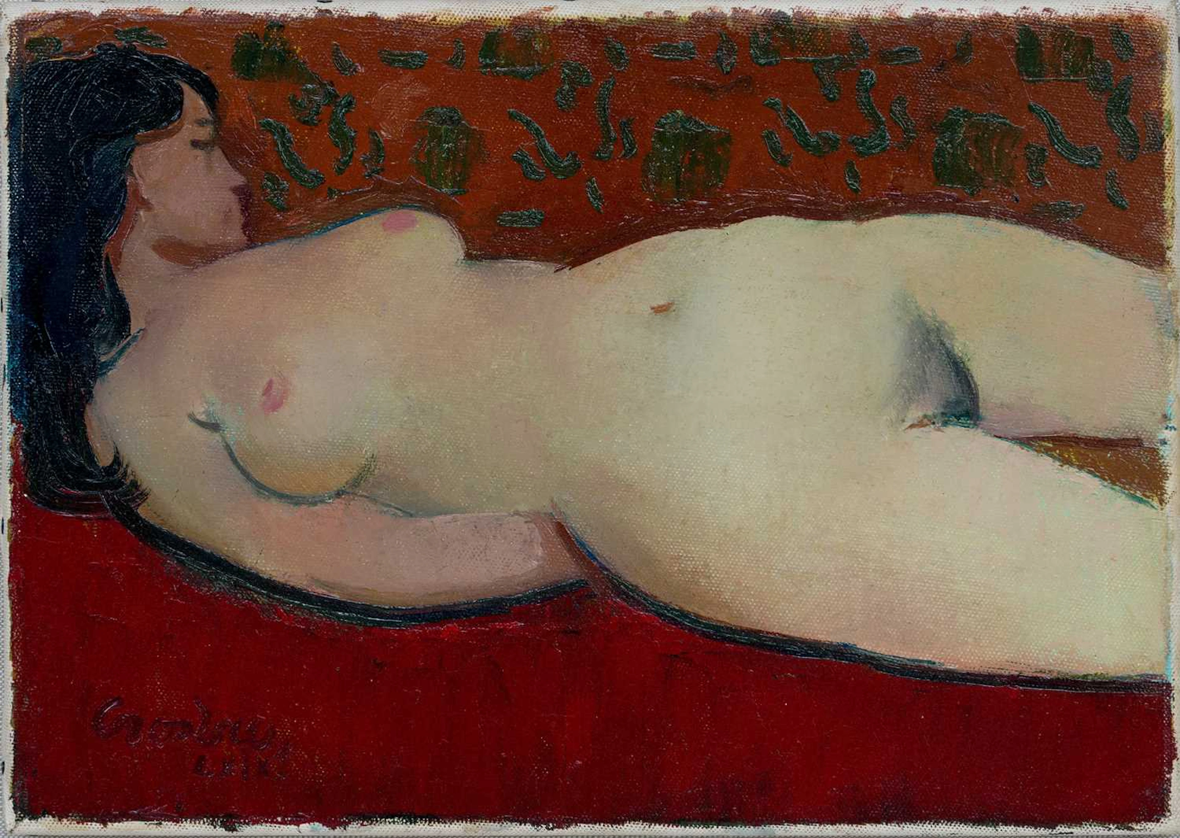 ‡ WILLIAM CROSBIE RSA RGI (1915-1999) NUDE ON RED
