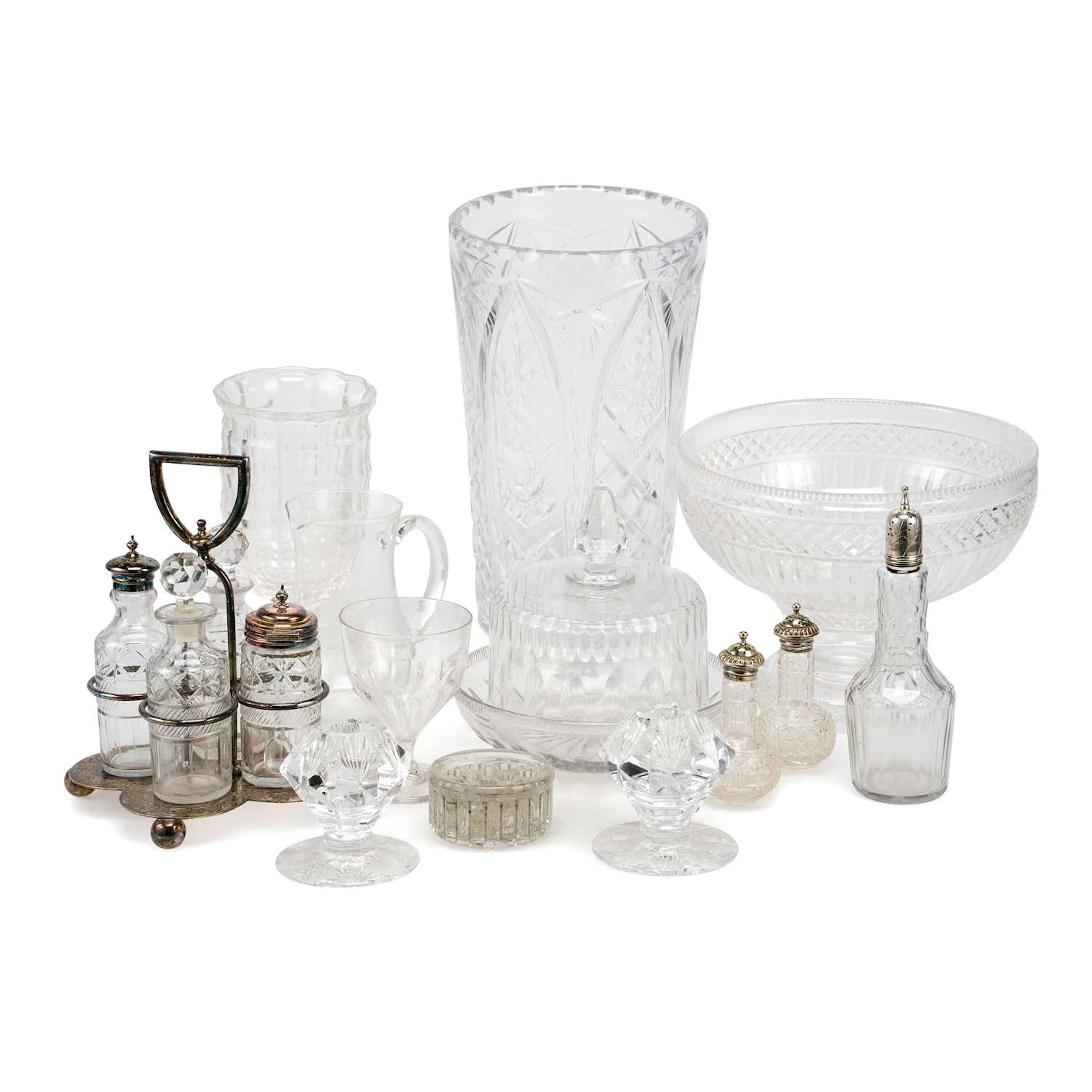 A QUANTITY OF CUT AND PRESSED GLASS