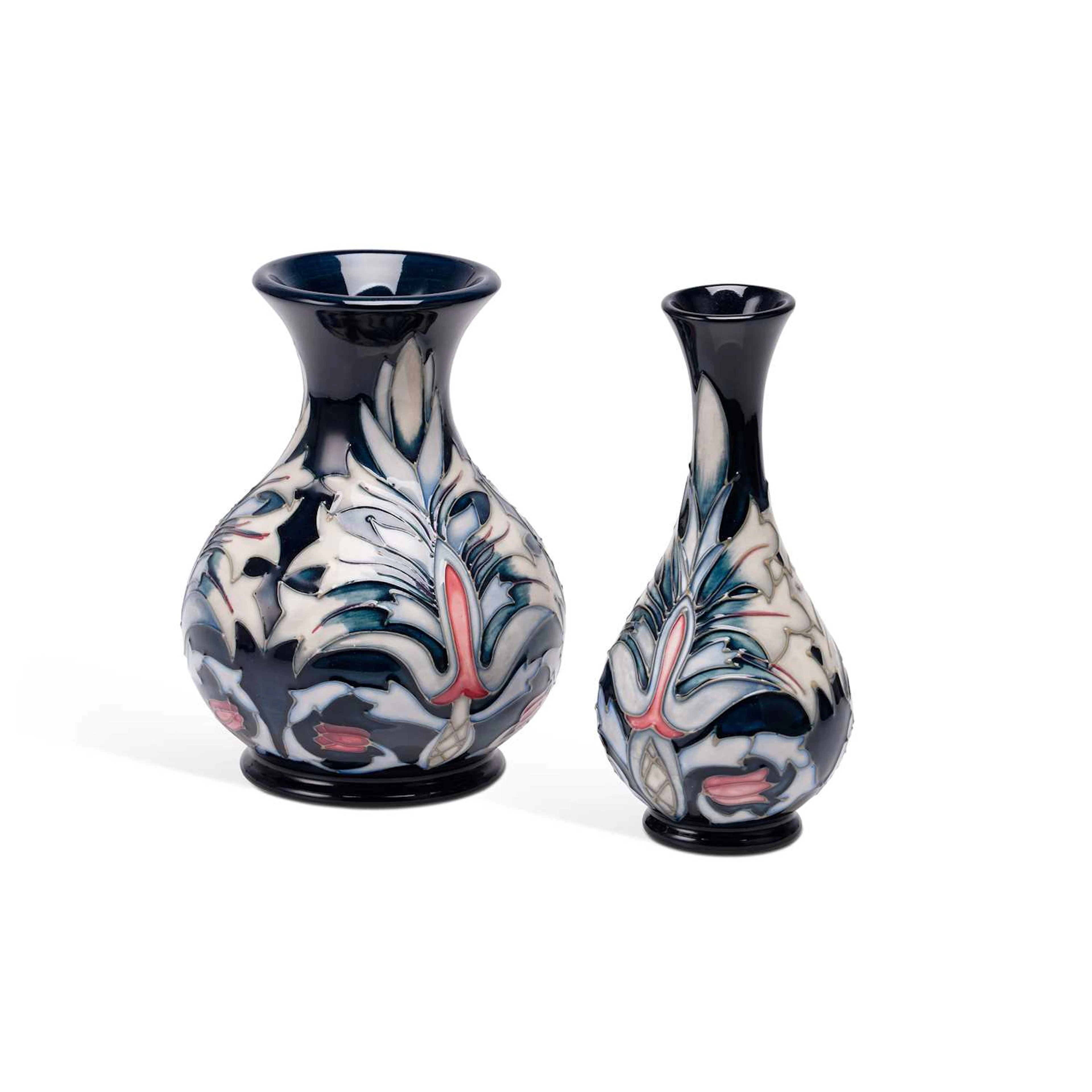 TWO MOORCROFT 'SNAKESHEAD' VASES