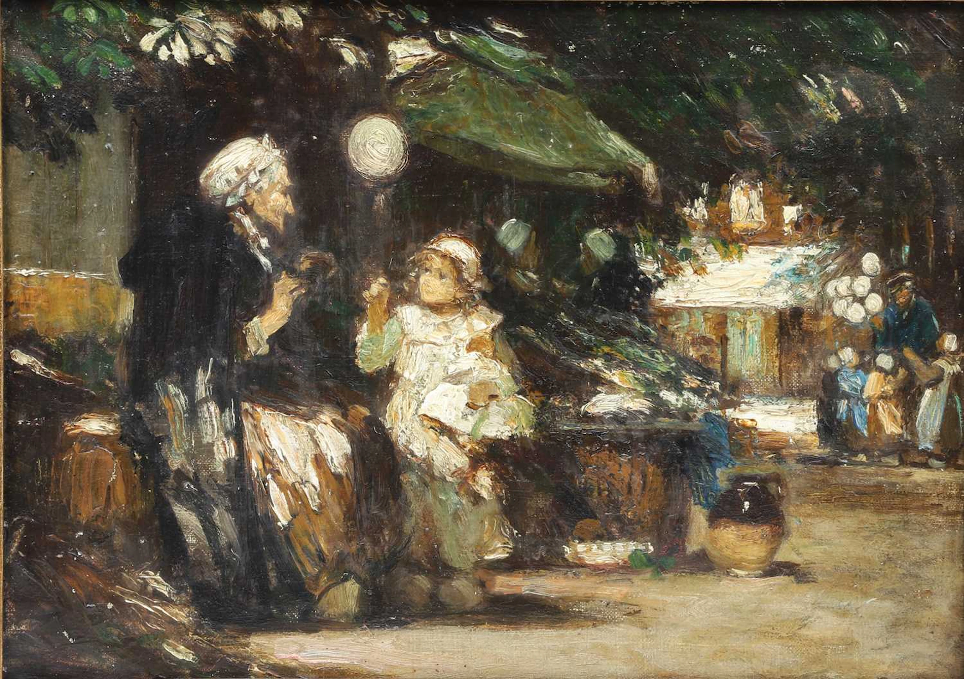 ATTRIBUTED TO FLORA MACDONALD REID (SCOTTISH 1860-1938) FRENCH MARKET SCENE
