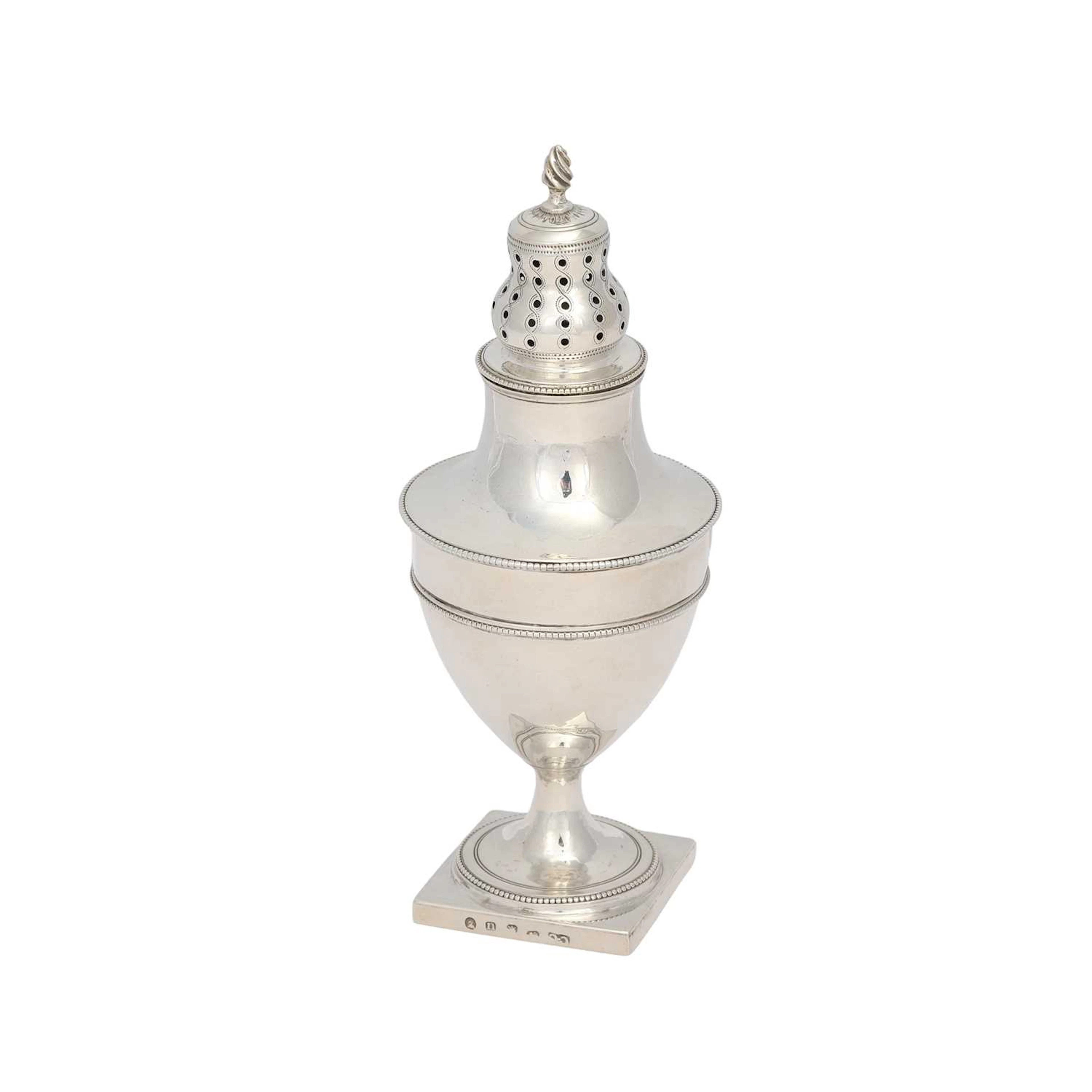 A GEORGE III SILVER CASTER