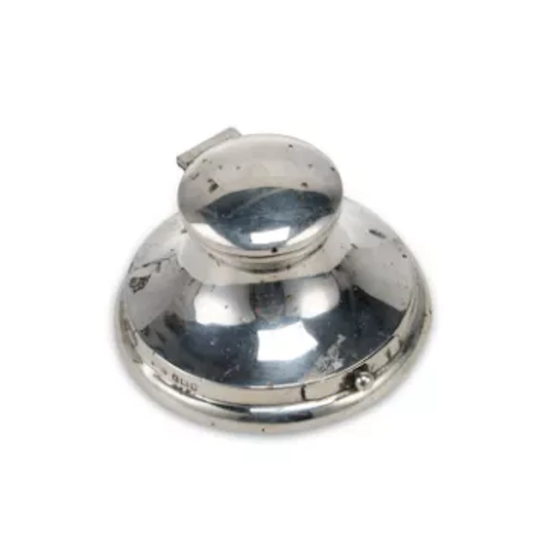 AN EDWARDIAN SILVER INKWELL
