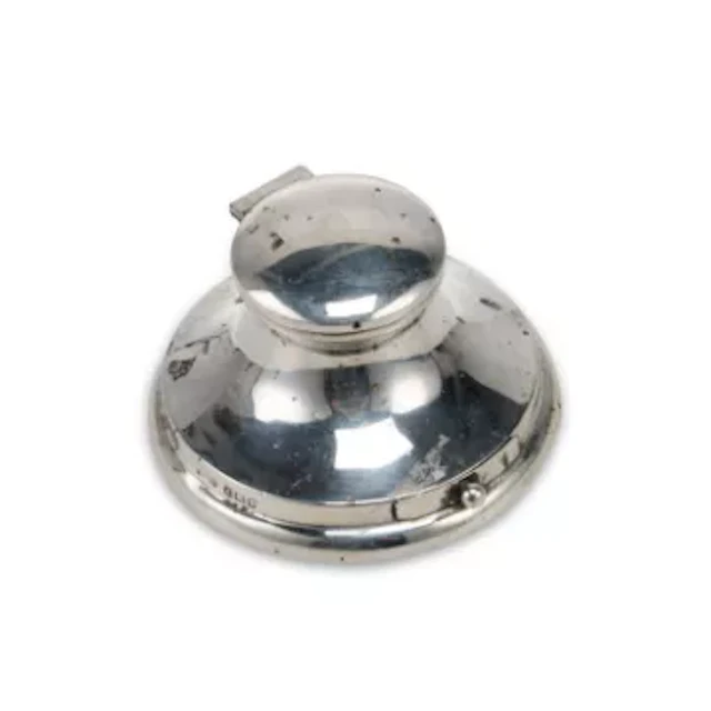AN EDWARDIAN SILVER INKWELL