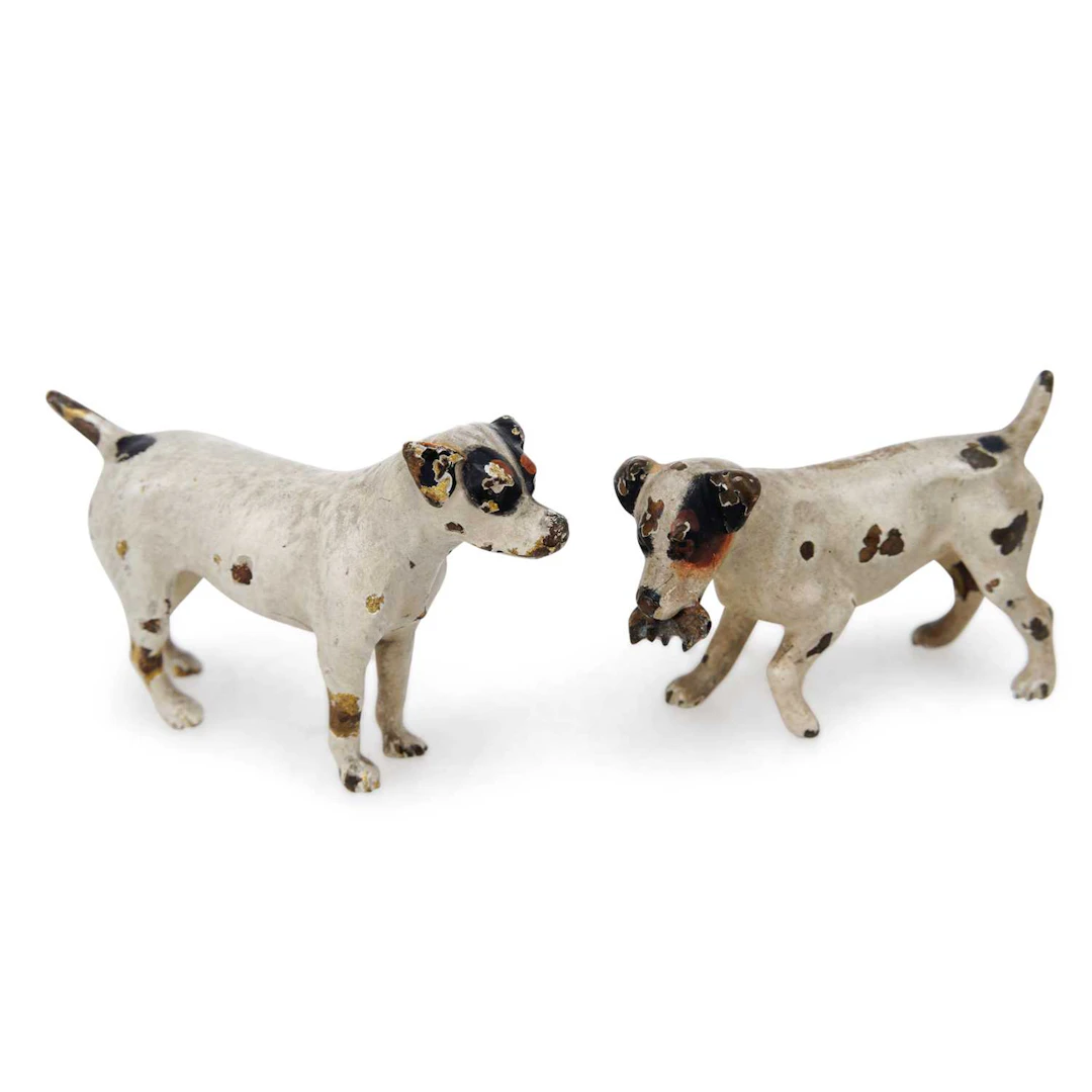 TWO AUSTRIAN COLD PAINTED MODELS OF JACK RUSSELL TERRIERS EARLY 20TH CENTURY