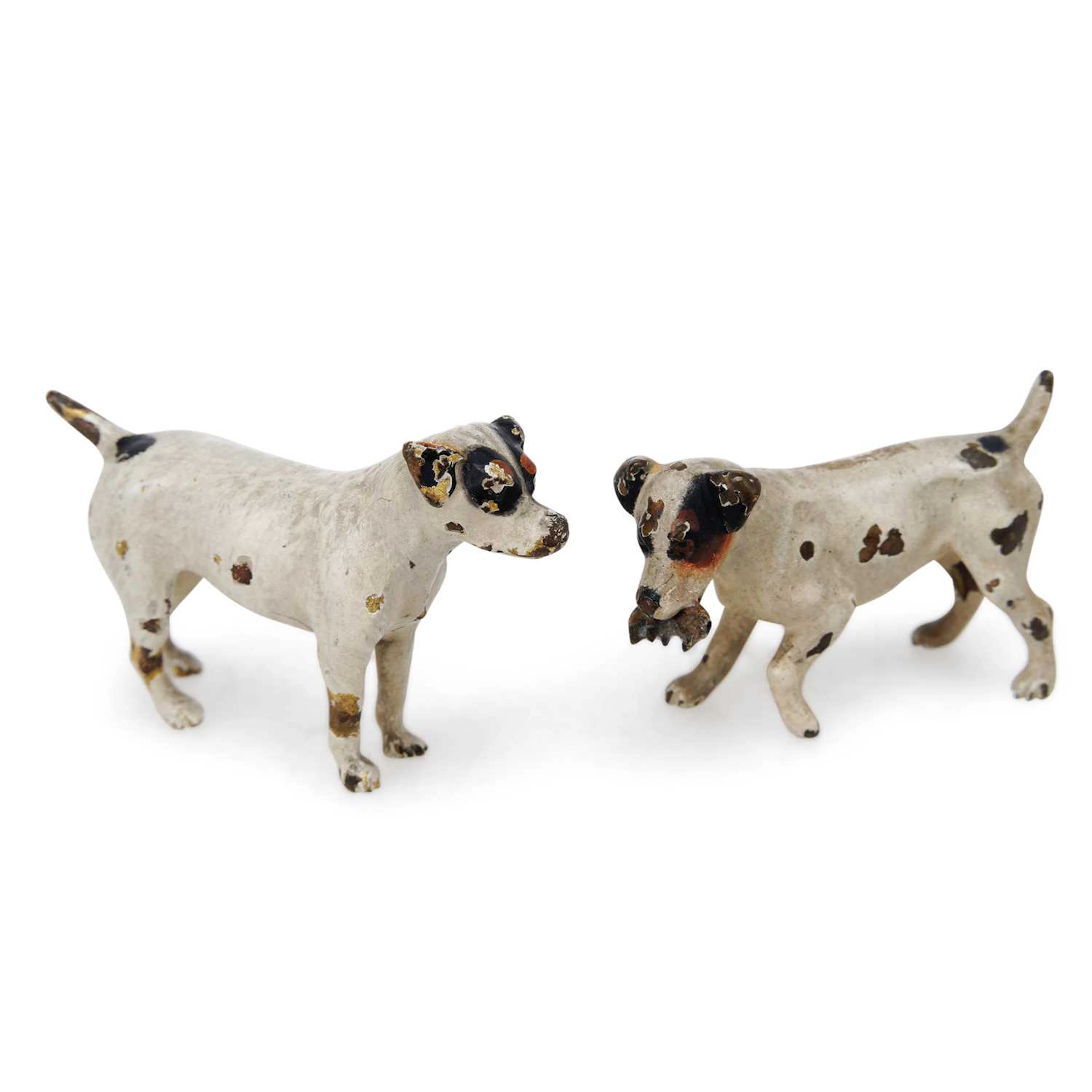 TWO AUSTRIAN COLD PAINTED MODELS OF JACK RUSSELL TERRIERS EARLY 20TH CENTURY