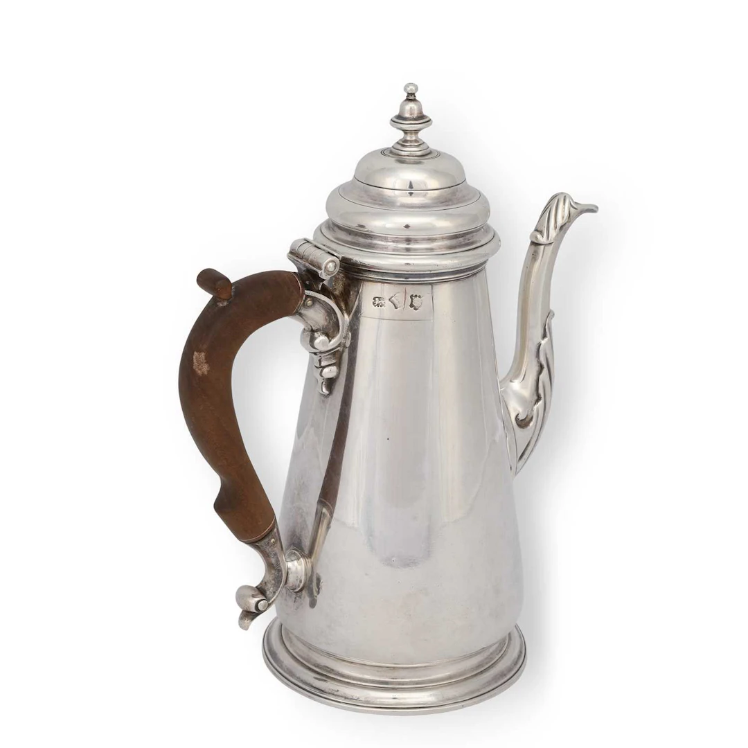 A GEORGE II SILVER COFFEE POT