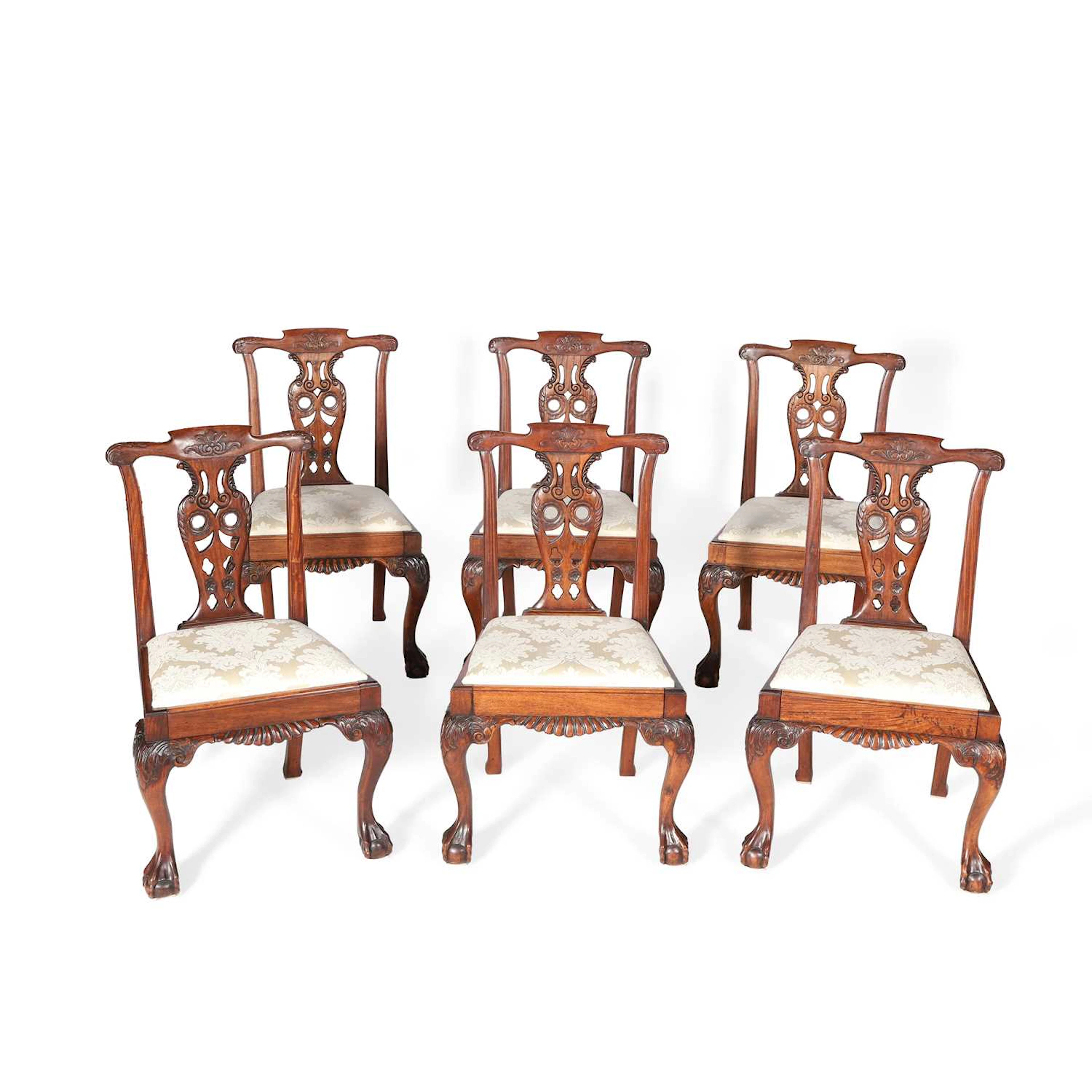 A SET OF SIX ANGLO-CHINESE PADOUK GEORGIAN STYLE DINING CHAIRS