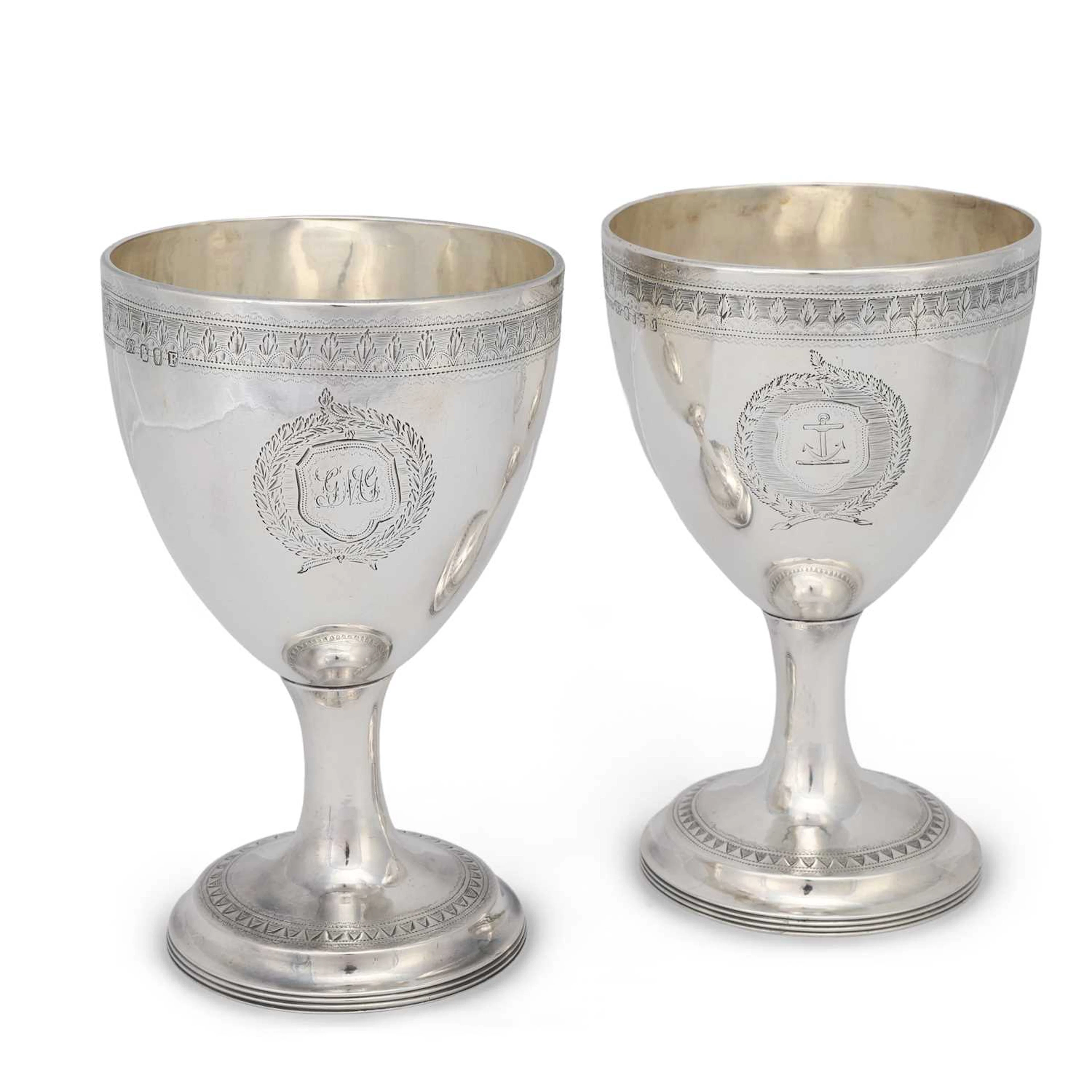 A PAIR OF GEORGE III IRISH SILVER GOBLETS