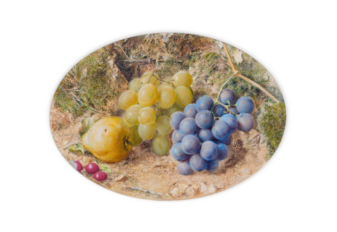 WILLIAM HENRY HUNT OWS, ARWS, RWS (1790-1864) PEAR GRAPES AND ROSE